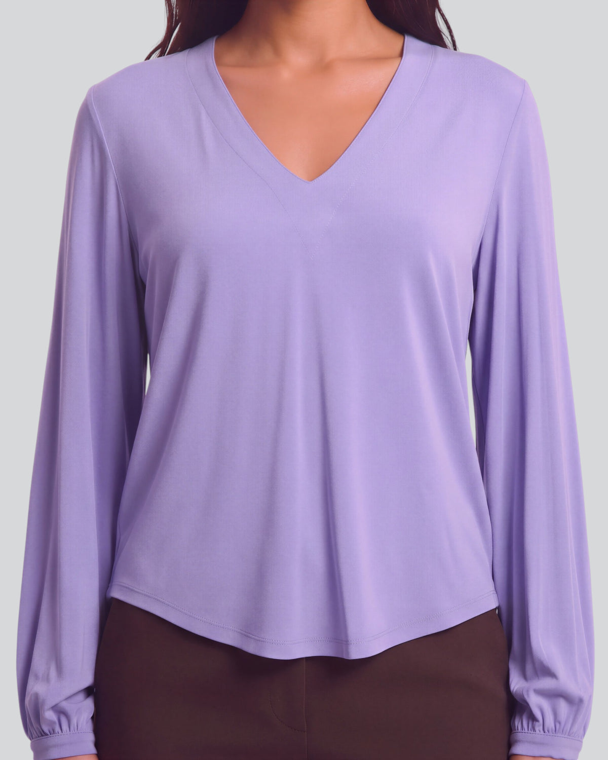 VAL DAWN BLUE WOMEN'S LYOCELL STRETCH V-NECK TOP