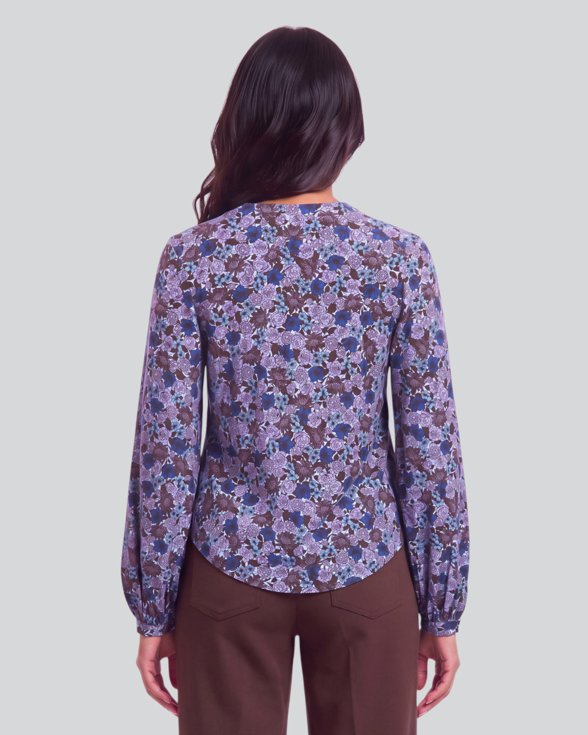 VAL TERNBERG FLORAL BROWNIE WOMEN'S LYOCELL STRETCH V-NECK TOP