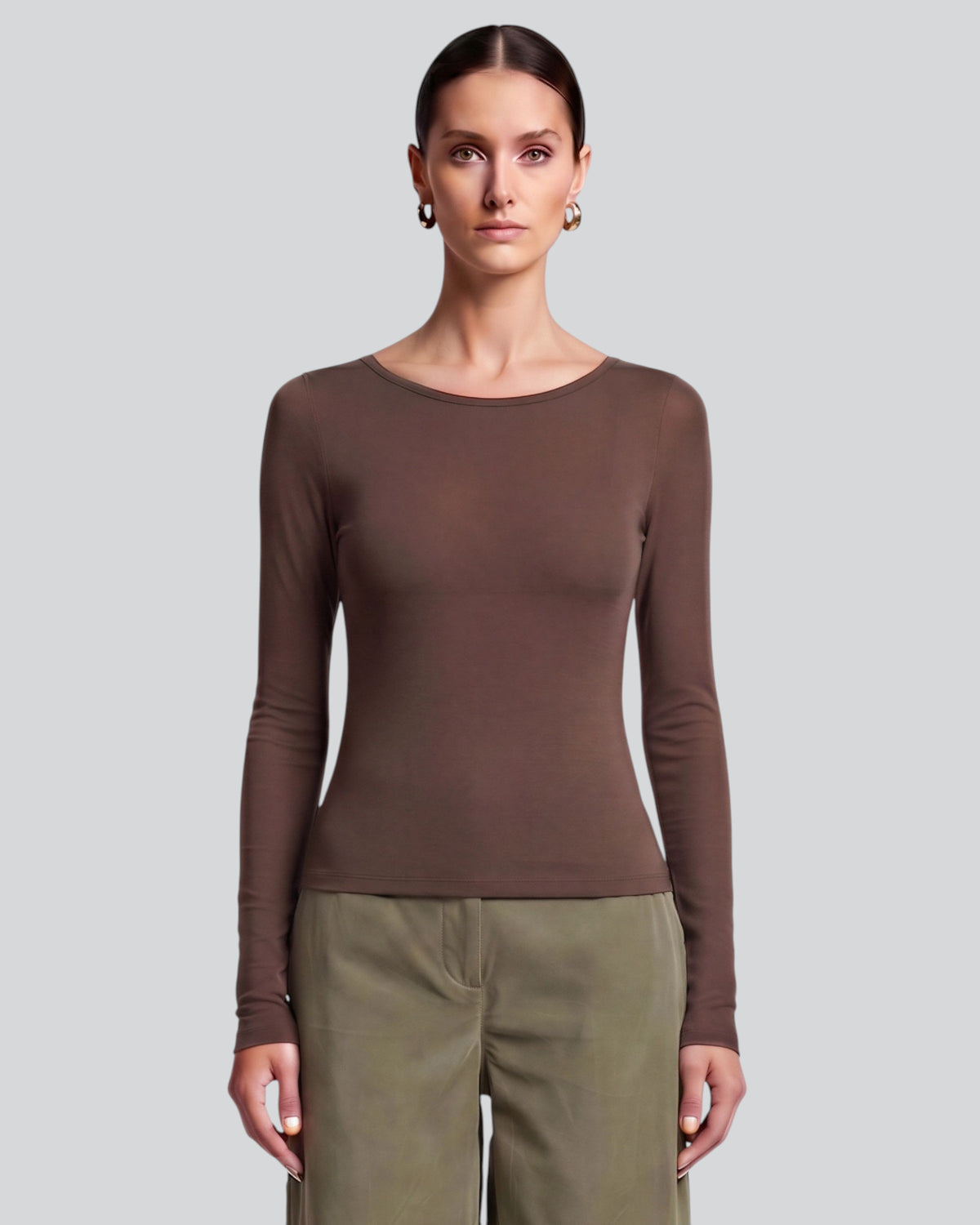 CARLY BROWNIE WOMEN'S MERINO LONG-SLEEVE CREW-NECK TOP