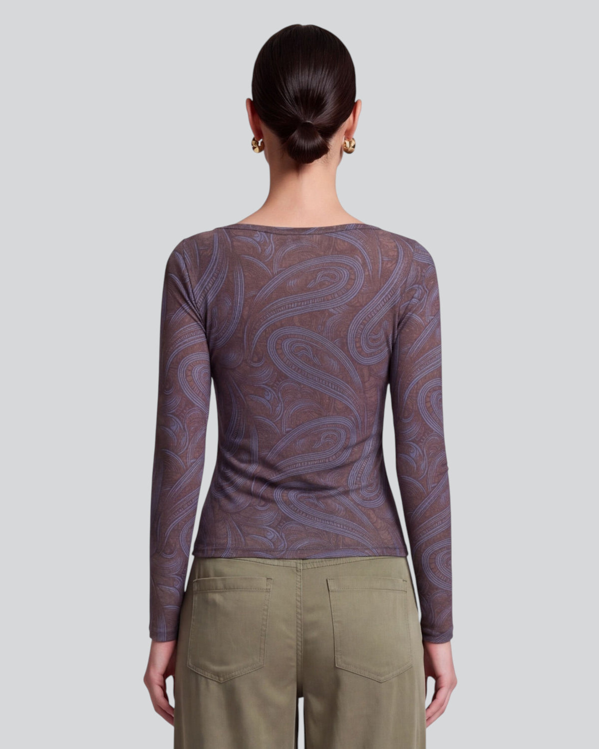 CARLY PAISLEY BADALONA BROWNIE WOMEN'S MERINO LONG-SLEEVE CREW-NECK TOP