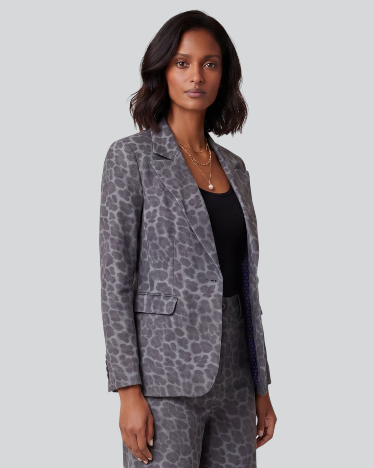 JOLENE LEOPARD SMOKE WOMEN'S VELVET TAILORED JACKET