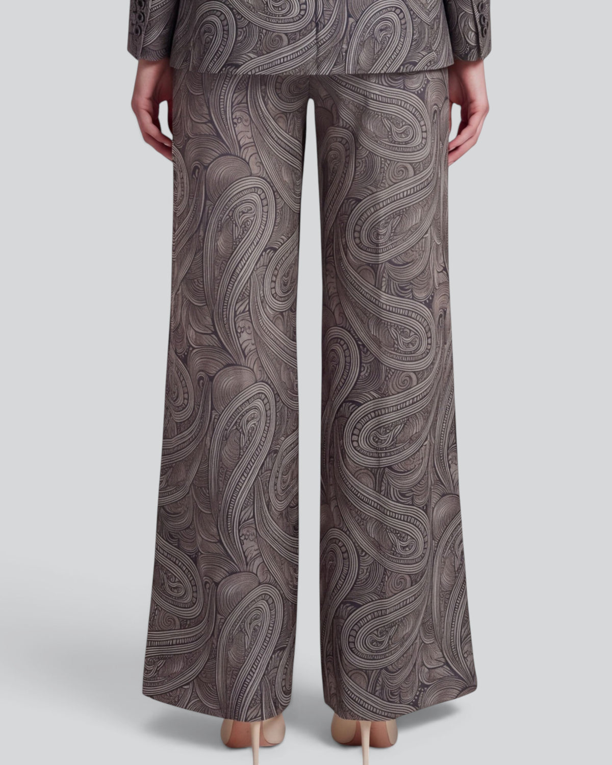 PHEOBE PAISLEY BADALONA SAGE WOMEN'S WOOL STRAIGHT-LEG PANT