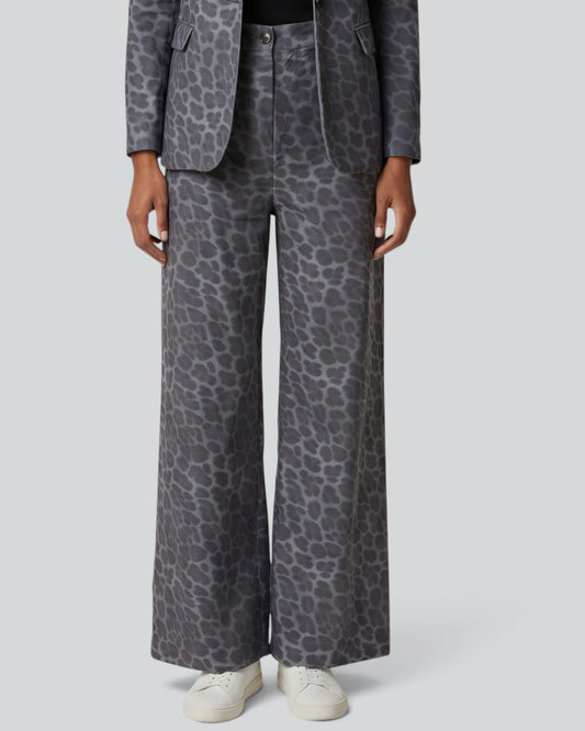 POPPY LEOPARD SMOKE WOMEN'S VELVET HIGH-RISE PANT