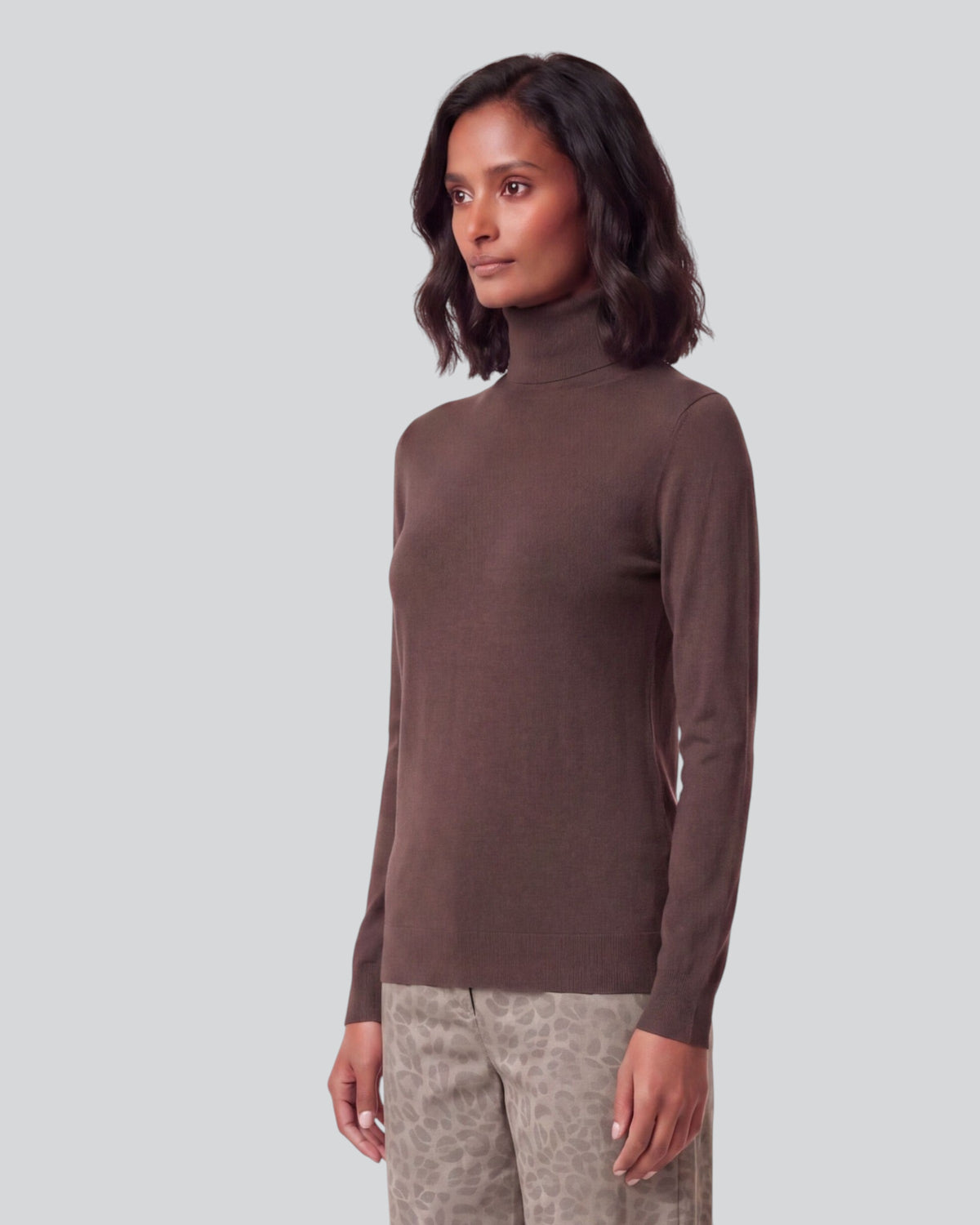RONA BROWNIE WOMEN'S MERINO SILK CASHMERE TURTLENECK