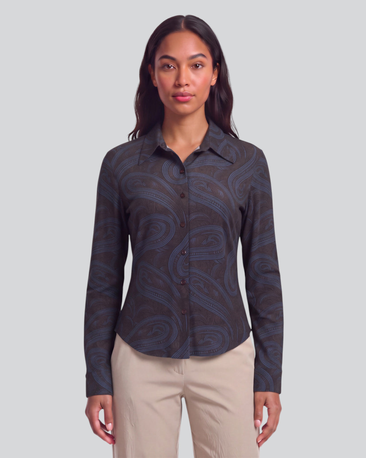 SCARLET PAISLEY BADALONA BROWNIE WOMEN'S MERINO JERSEY LONG-SLEEVE SHIRT