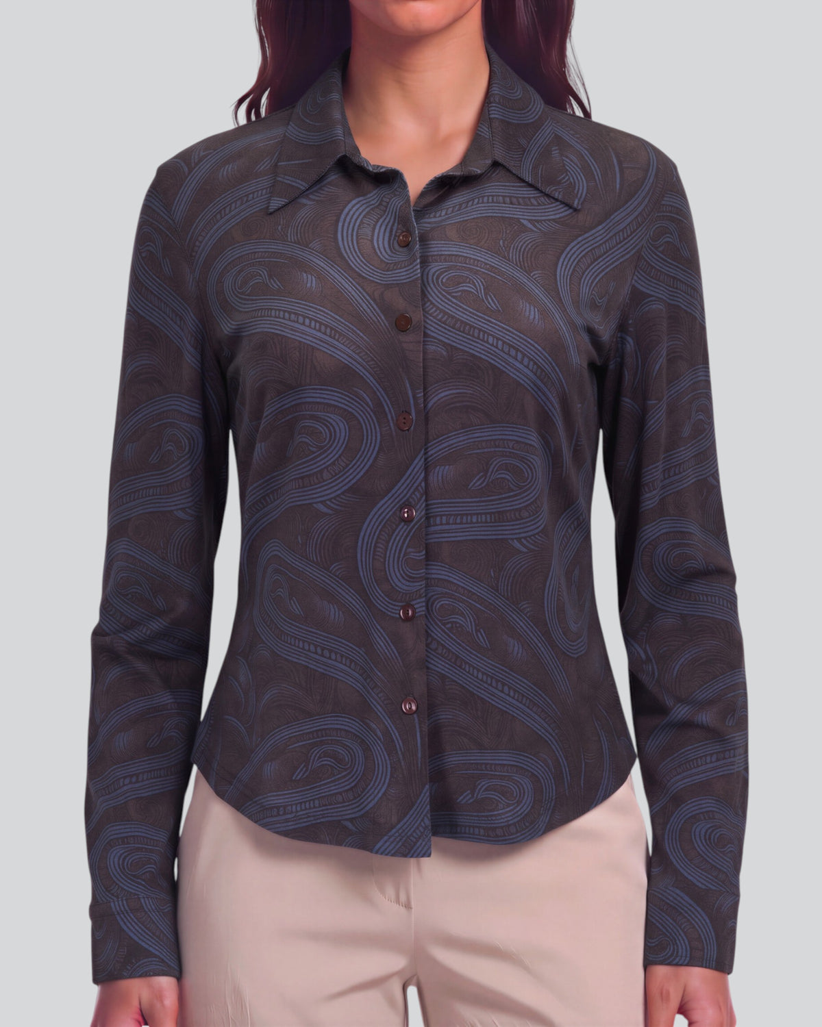 SCARLET PAISLEY BADALONA BROWNIE WOMEN'S MERINO JERSEY LONG-SLEEVE SHIRT