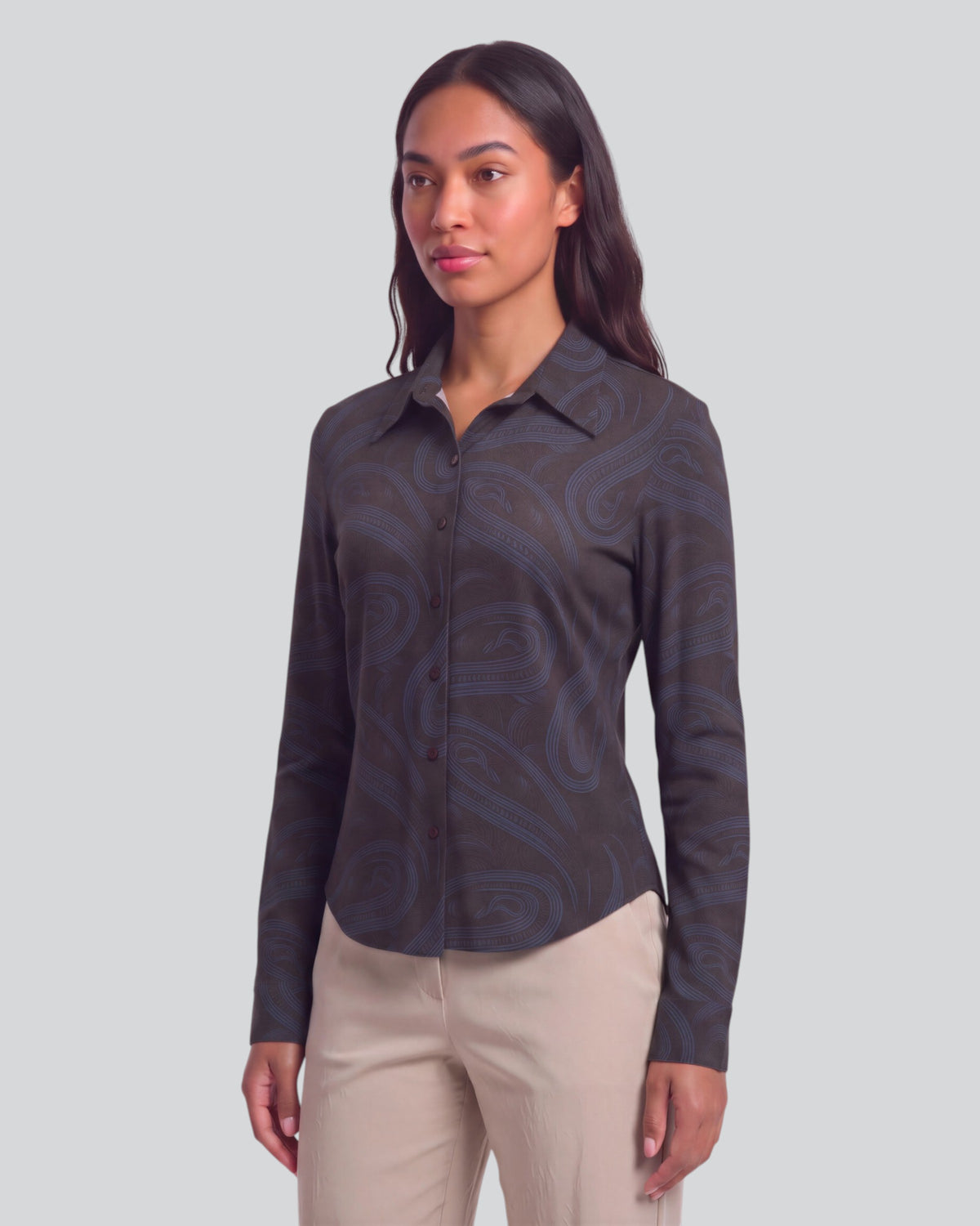 SCARLET PAISLEY BADALONA BROWNIE WOMEN'S MERINO JERSEY LONG-SLEEVE SHIRT
