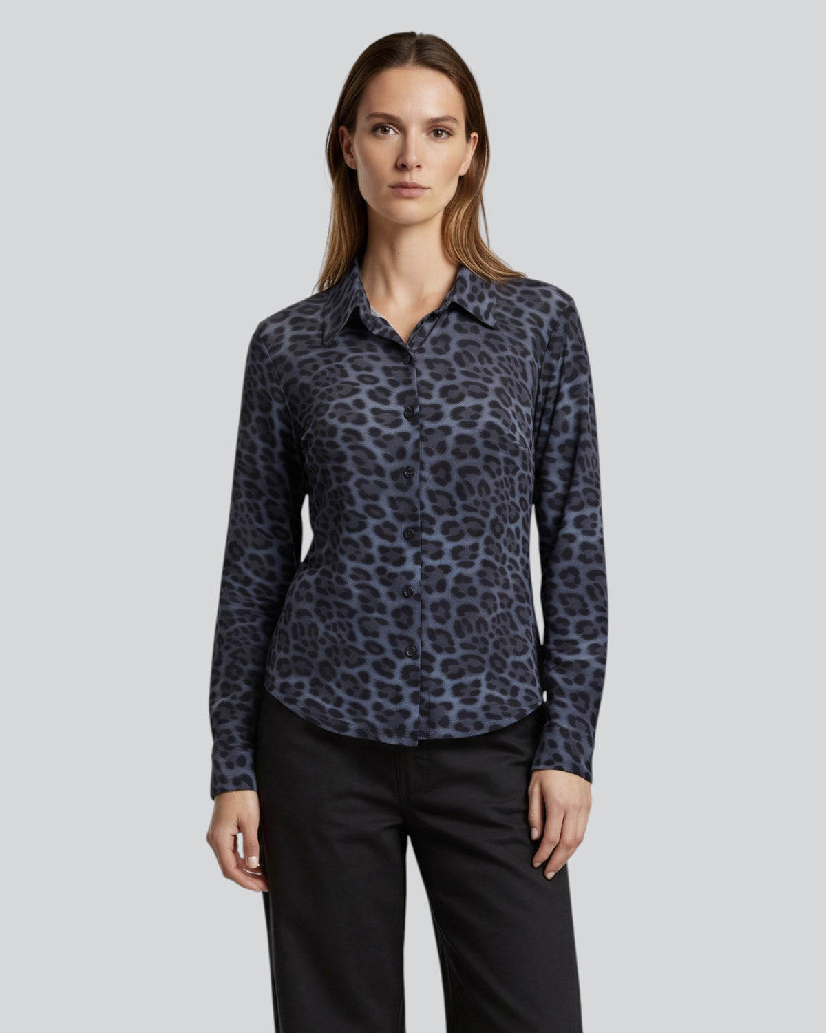 SCARLET LEOPARD SMOKE WOMEN'S MERINO JERSEY LONG-SLEEVE SHIRT