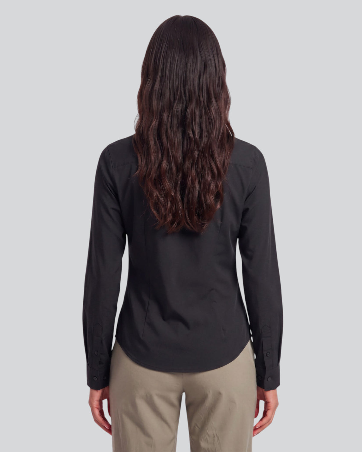 SUTTON BLACK WOMEN'S STRETCH SILK LONG-SLEEVE SHIRT