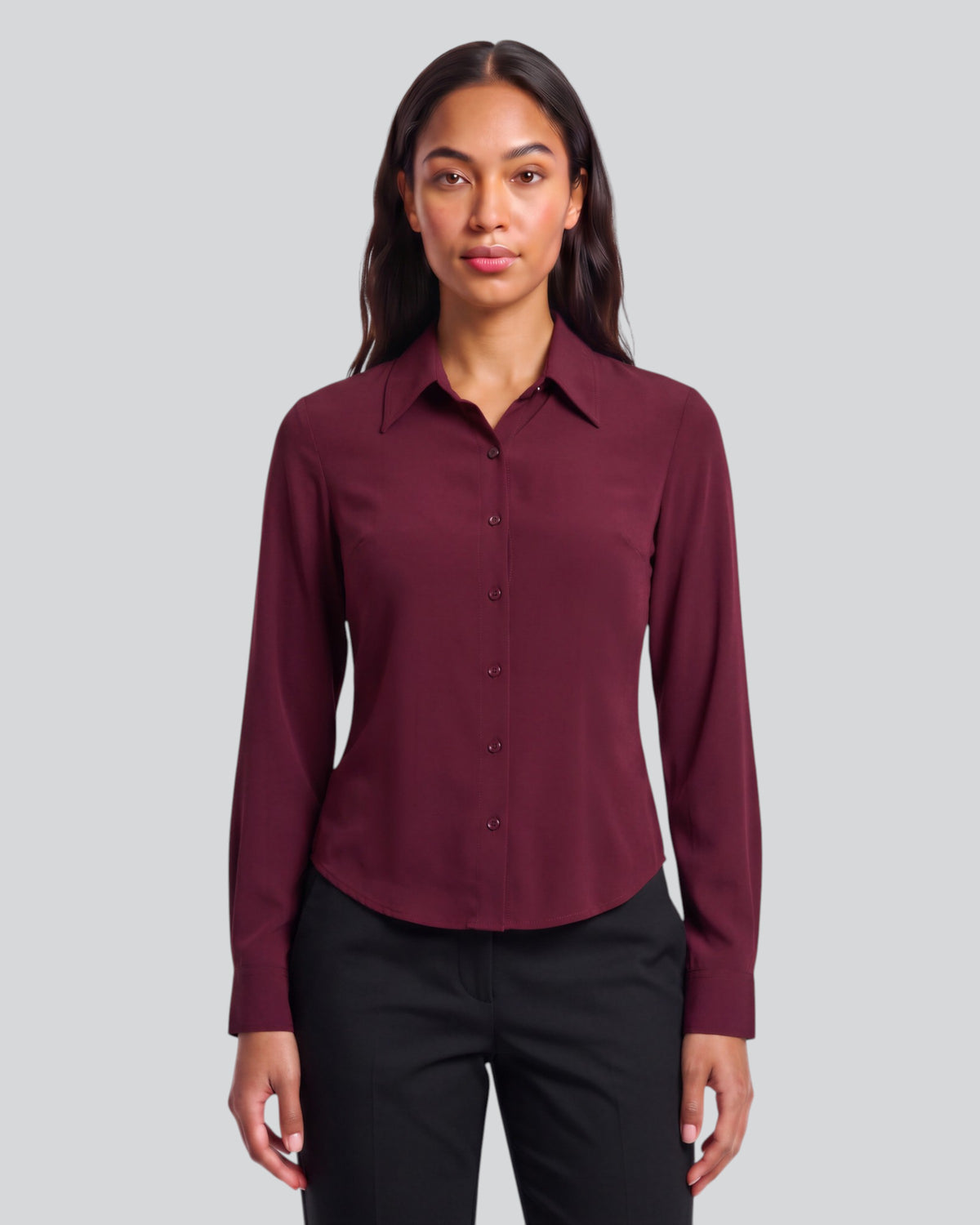 SUTTON PORT WOMEN'S STRETCH SILK LONG-SLEEVE SHIRT