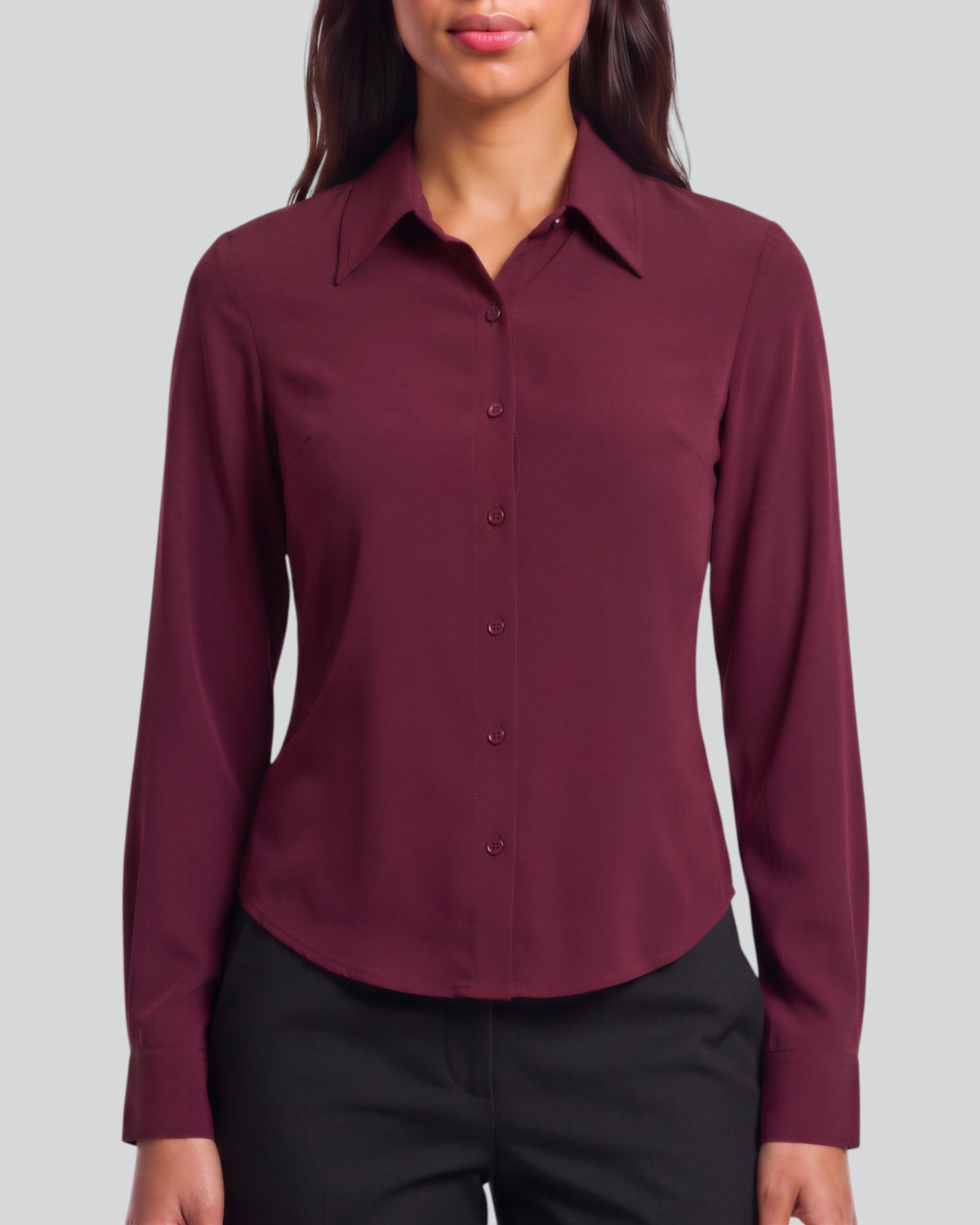 SUTTON PORT WOMEN'S STRETCH SILK LONG-SLEEVE SHIRT