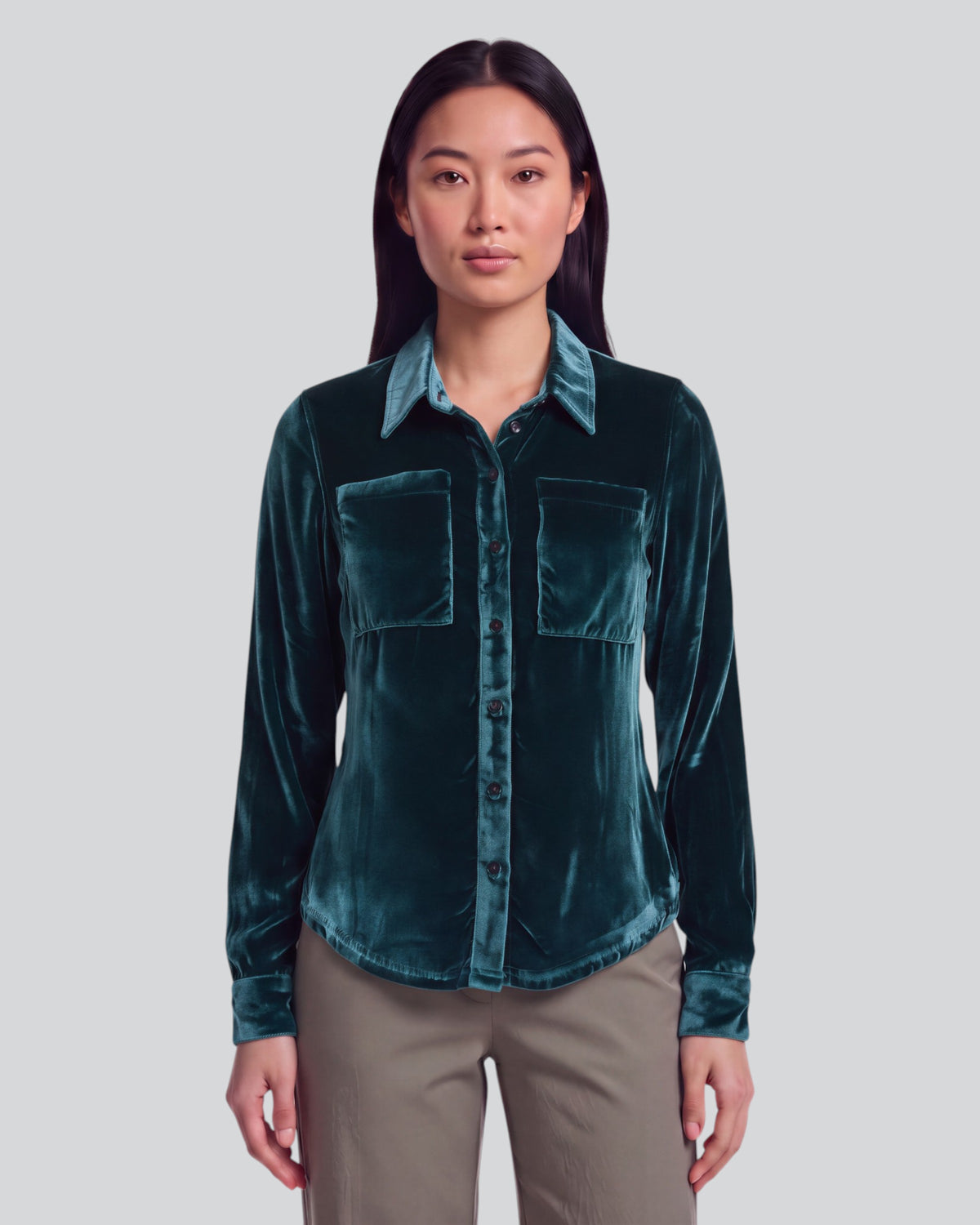 SYLVIA LEGEND WOMEN'S VELVET LONG-SLEEVE SHIRT