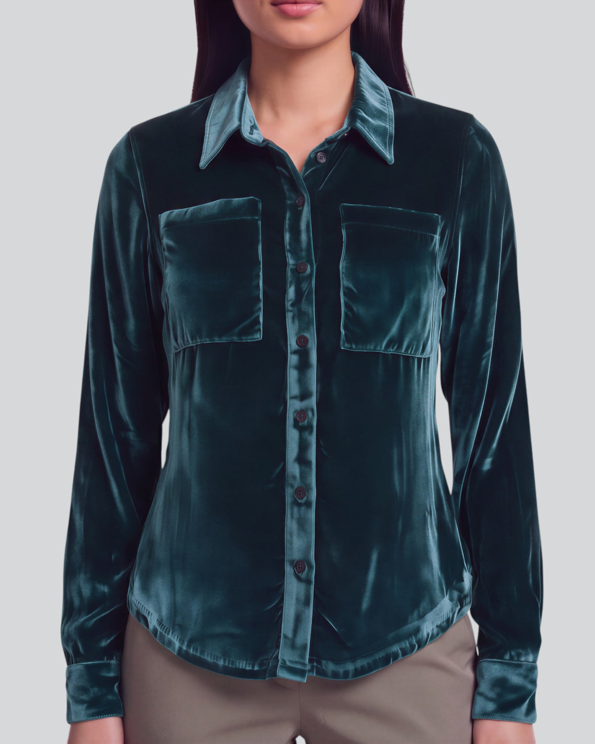 SYLVIA LEGEND WOMEN'S VELVET LONG-SLEEVE SHIRT