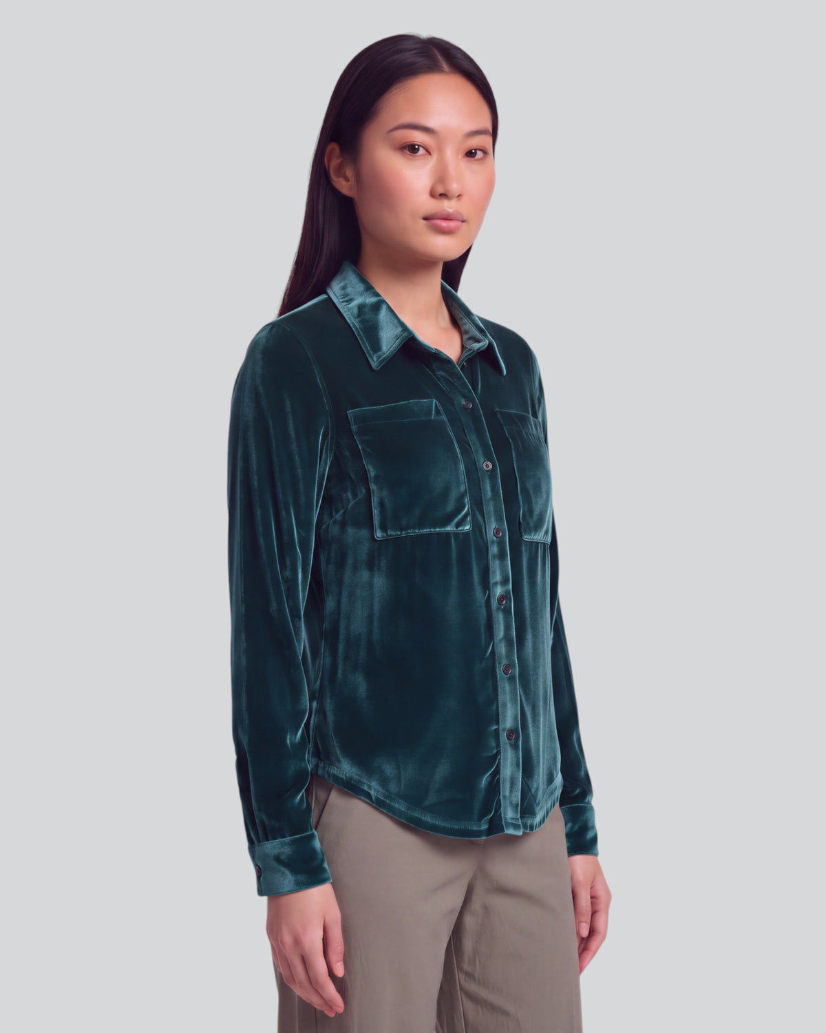 SYLVIA LEGEND WOMEN'S VELVET LONG-SLEEVE SHIRT