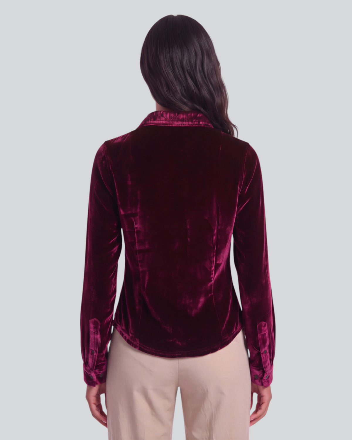SYLVIA PORT WOMEN'S VELVET LONG-SLEEVE SHIRT