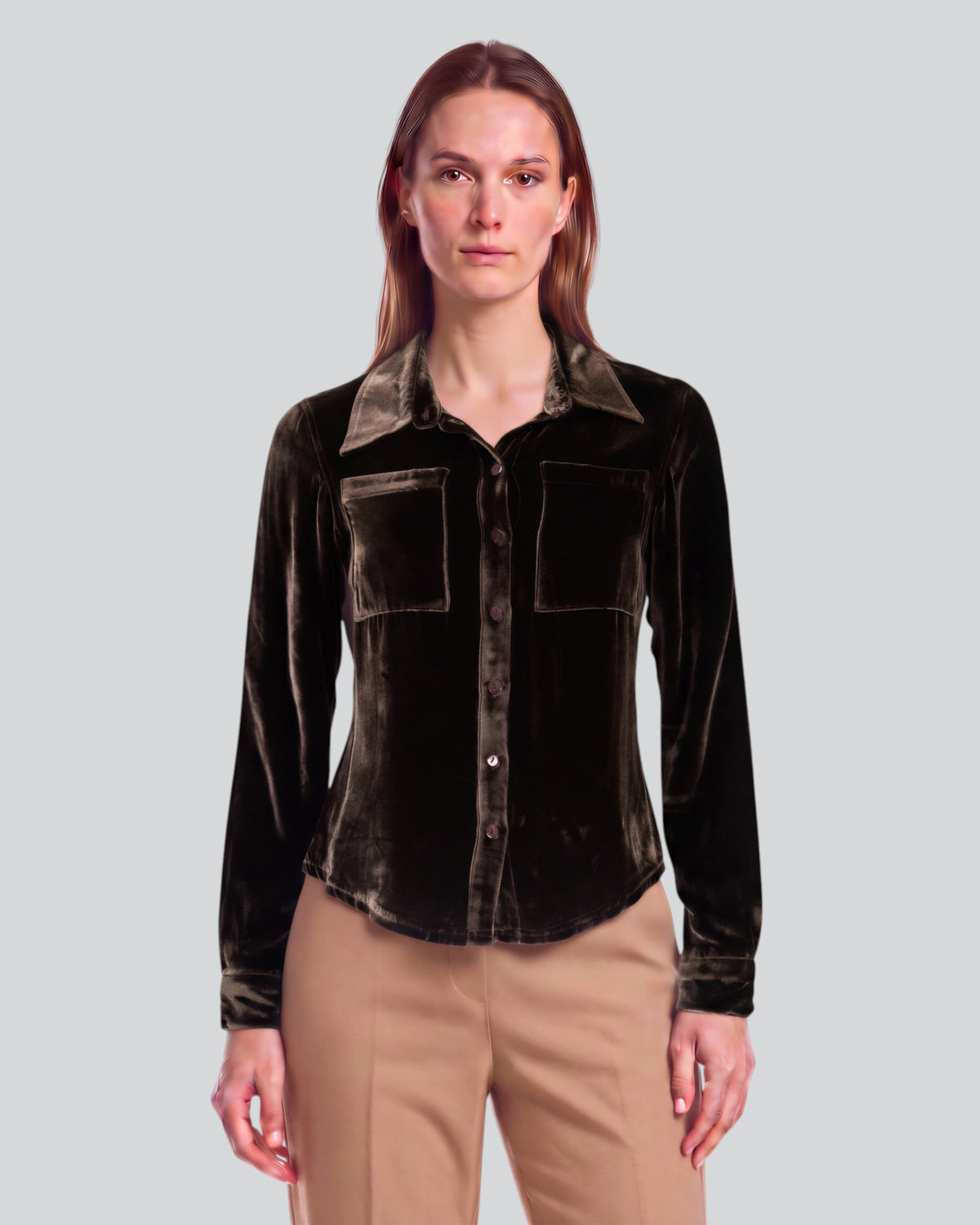 SYLVIA BROWNIE WOMEN'S VELVET LONG-SLEEVE SHIRT