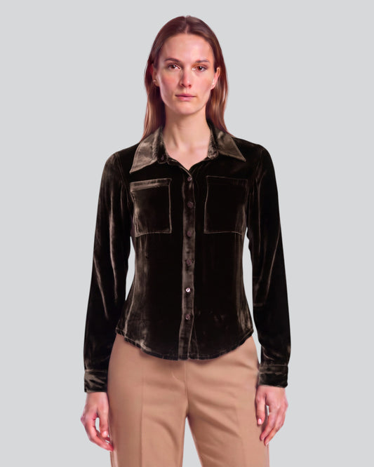 SYLVIA BROWNIE WOMEN'S VELVET LONG-SLEEVE SHIRT