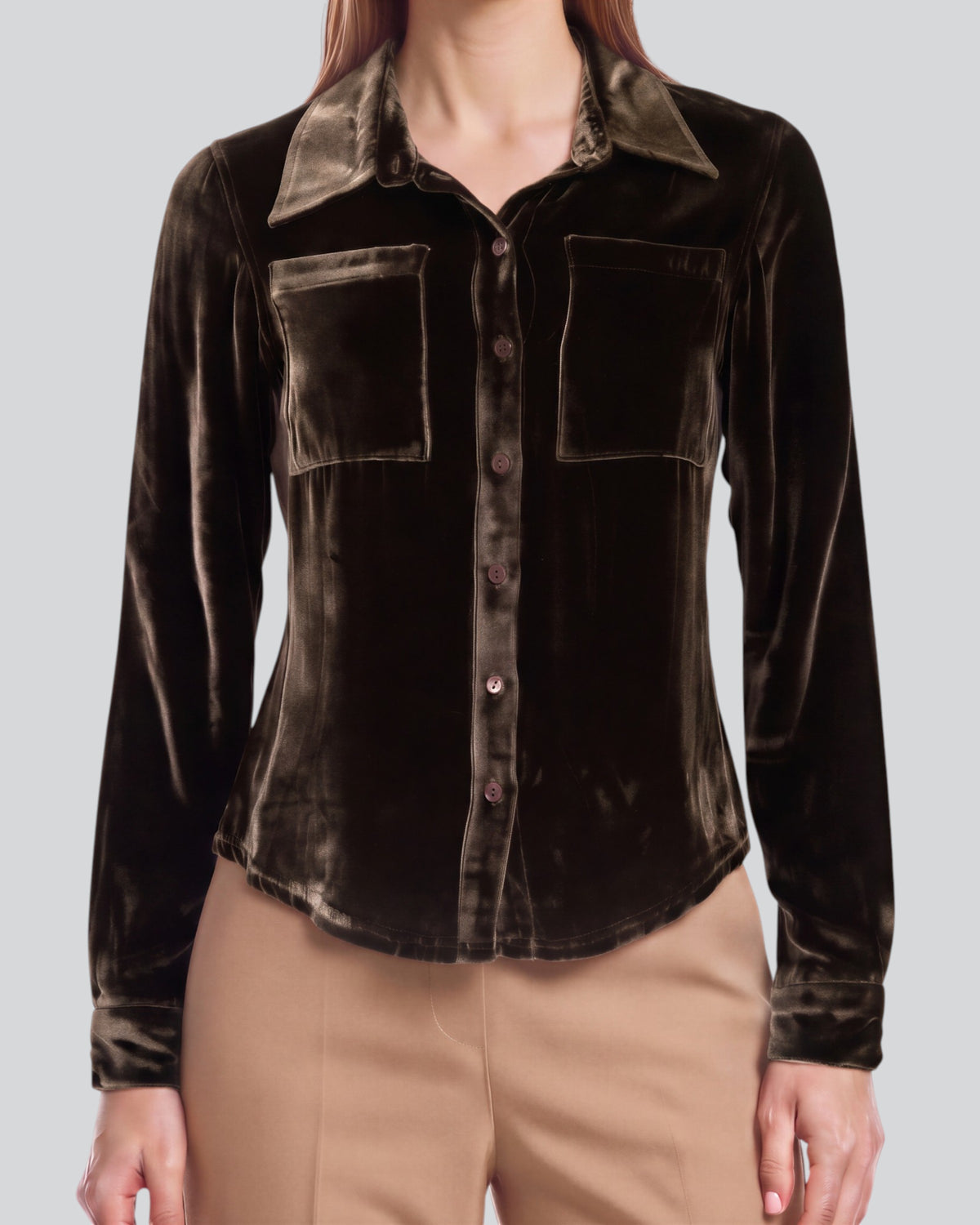 SYLVIA BROWNIE WOMEN'S VELVET LONG-SLEEVE SHIRT