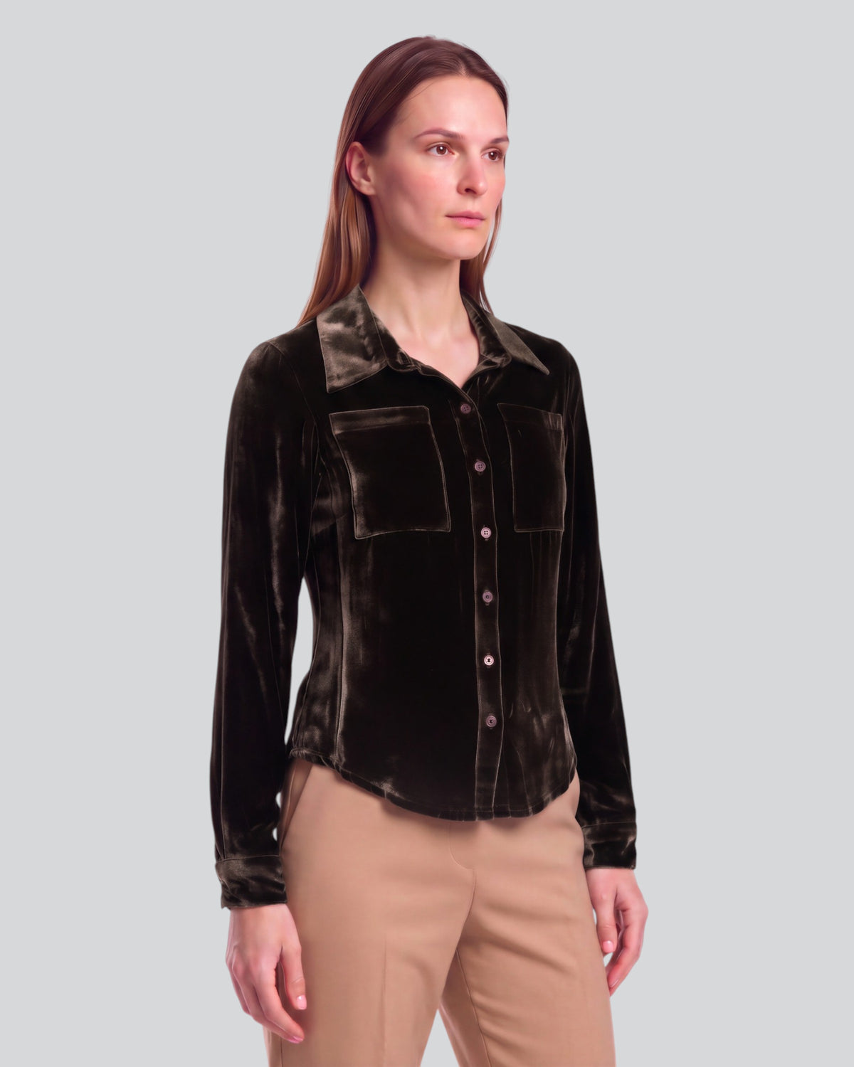 SYLVIA BROWNIE WOMEN'S VELVET LONG-SLEEVE SHIRT