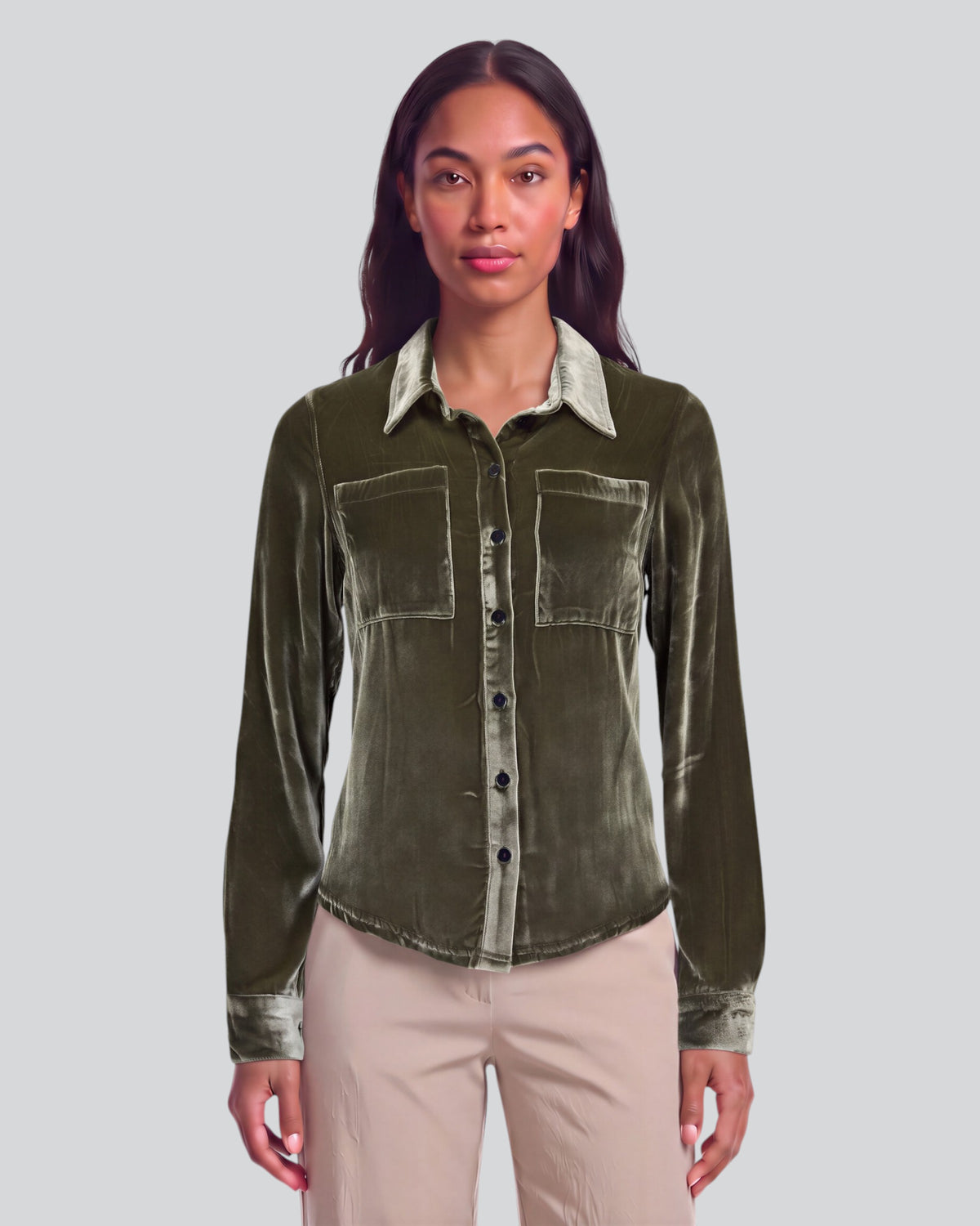 SYLVIA SAGE WOMEN'S VELVET LONG-SLEEVE SHIRT