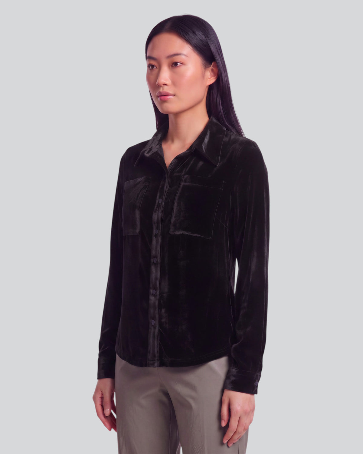 SYLVIA VELVET SHIRT - BLACK