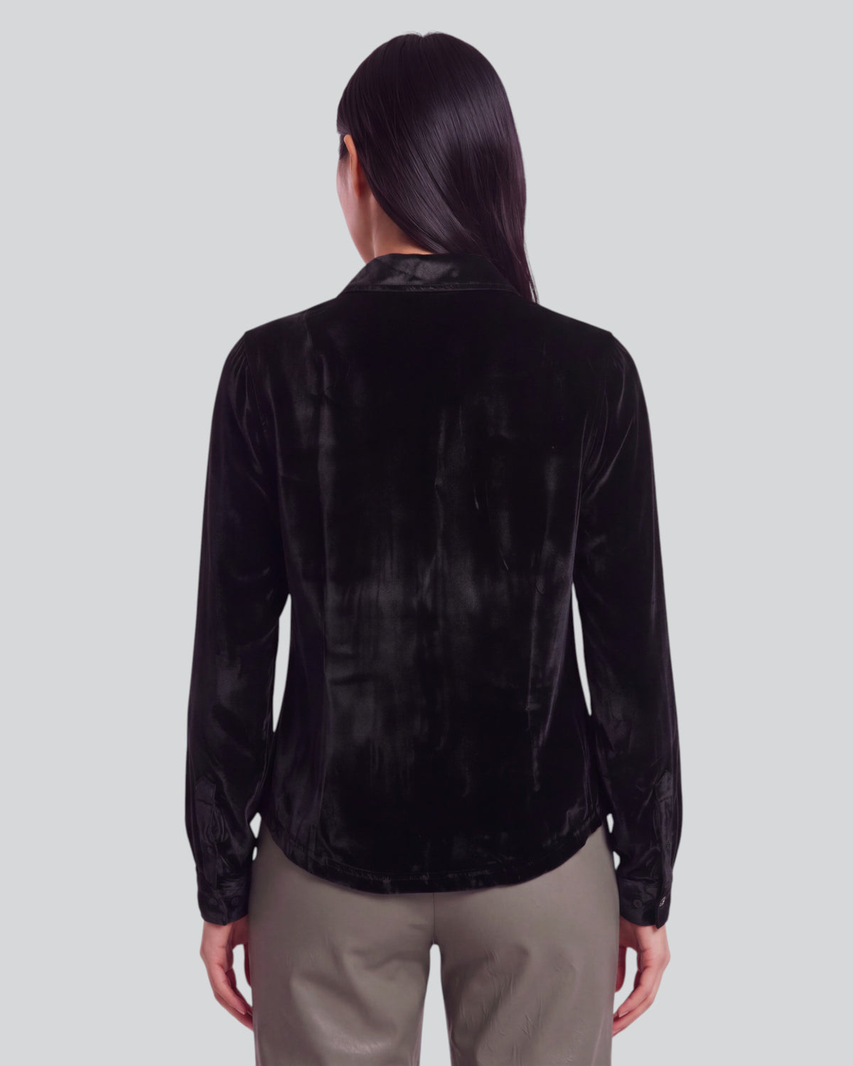 SYLVIA VELVET SHIRT - BLACK