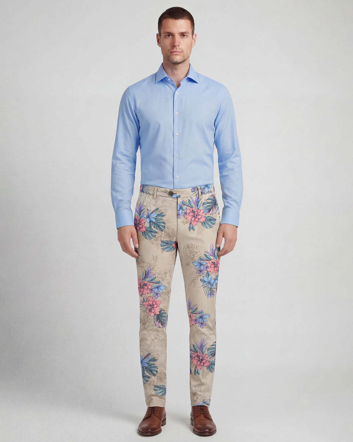 JACK EXOTIC FLORAL NATURAL MENS FLAT FRONT PANT