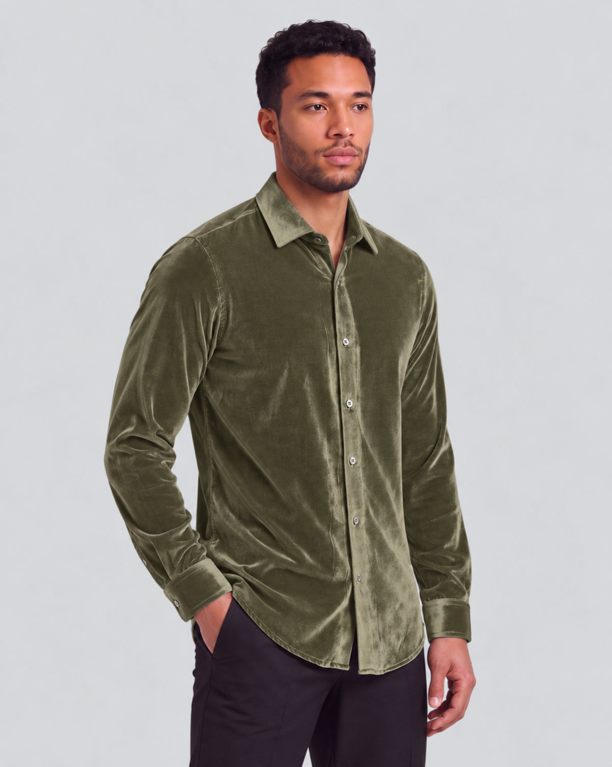 NED SAGE MEN'S VELVET LONG-SLEEVE SHIRT