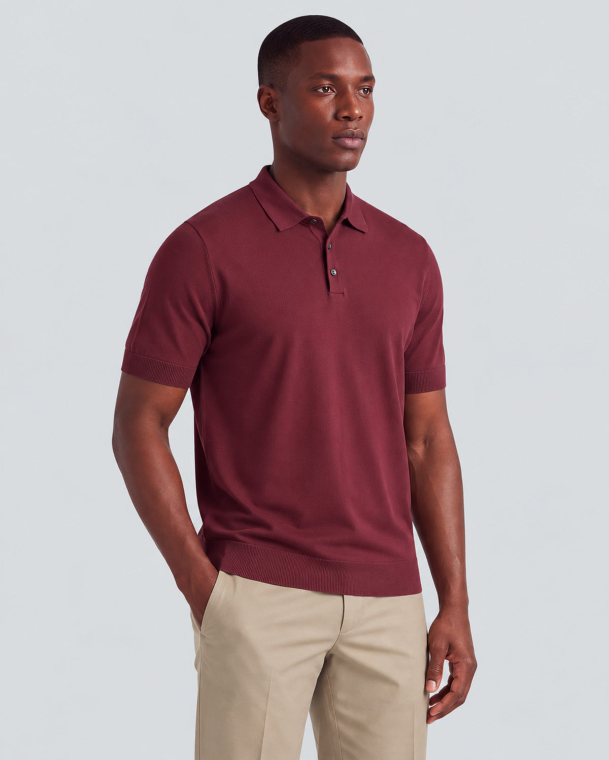 PILGRIM PORT MEN'S MERINO SILK CASHMERE POLO SWEATER