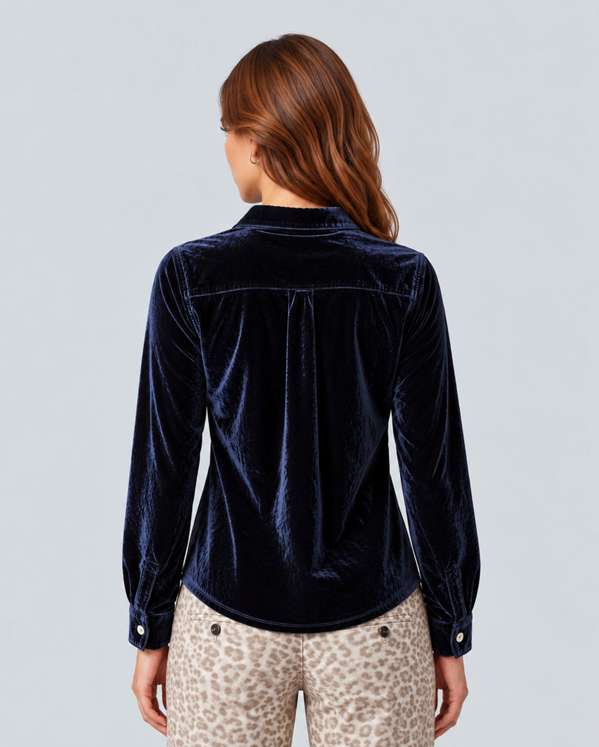 SYLVIA VELVET SHIRT - NAVY
