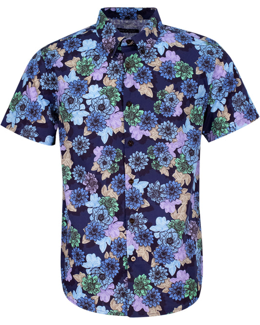 TIM SNAP FLORAL SHIRT - NAVY