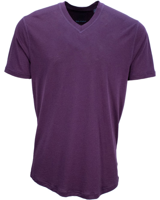 VICTOR MERINO V-NECK TEE - PLUM