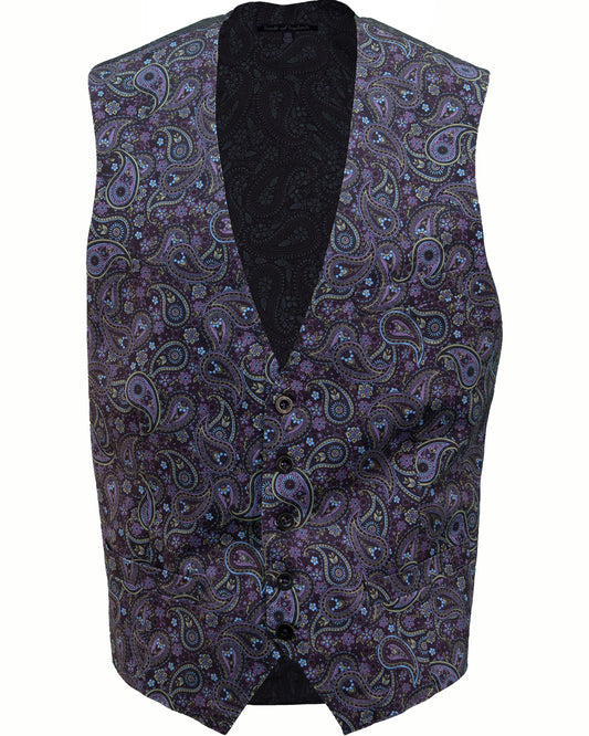 WILBUR  TRIBUNE PAISLEY WAISTCOAT VEST - PLUM