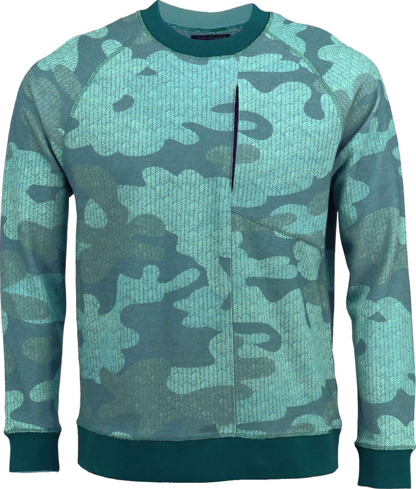 Jameson Double Face Knit Chevron Camo Teal - Lords Of Harlech