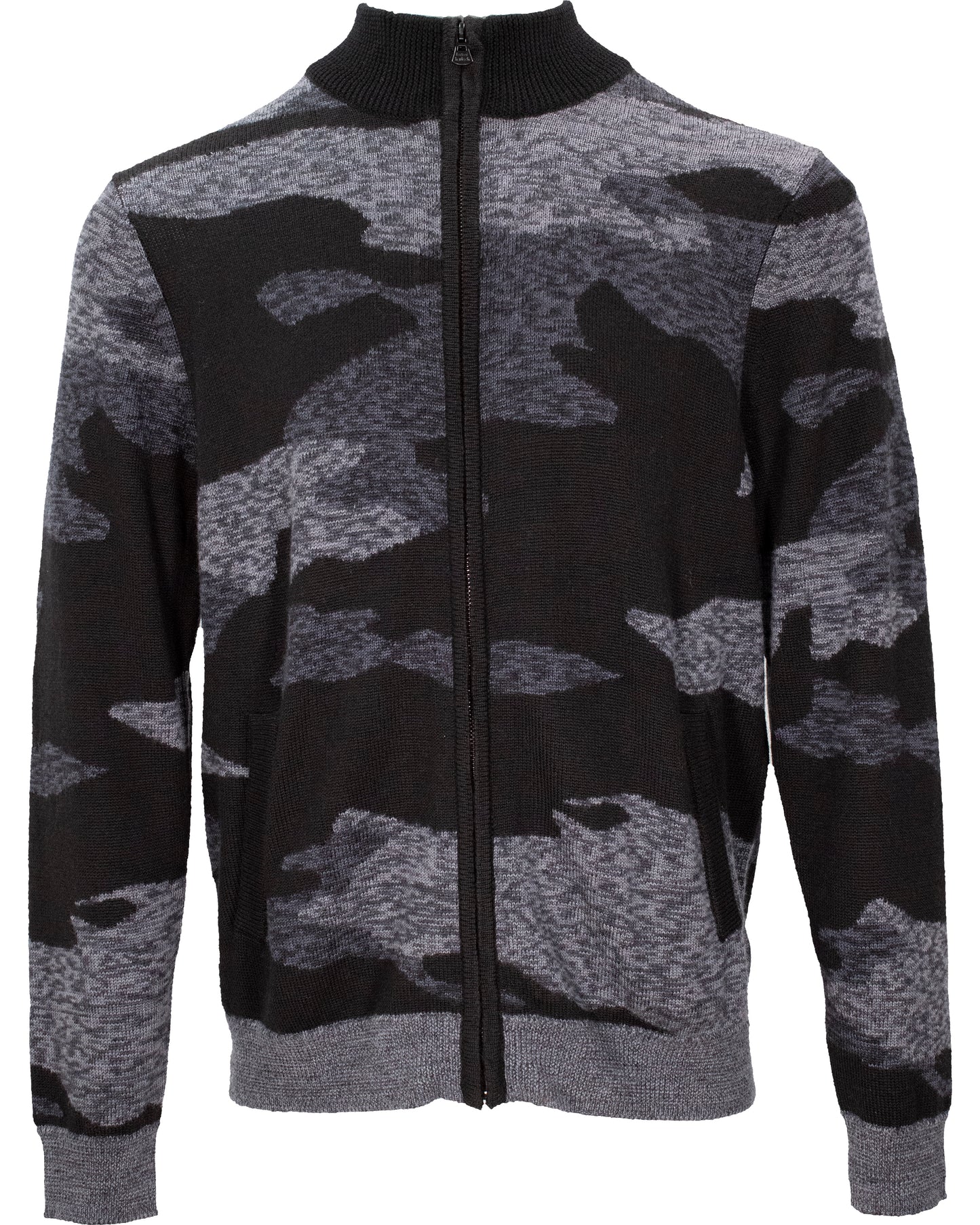 Carlo Charcoal Merino Camo Full Zip Sweater