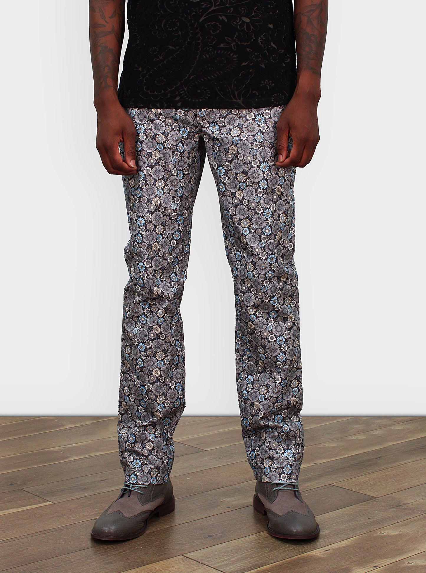 CHARLES DAISY GEO PANT IN BLACK