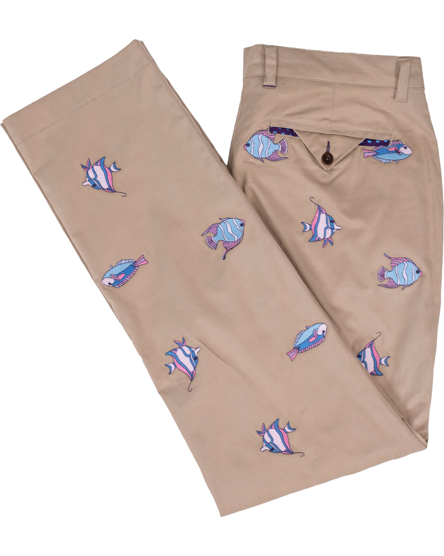 CHARLES FISH EMBROIDERY PANTS IN SAND