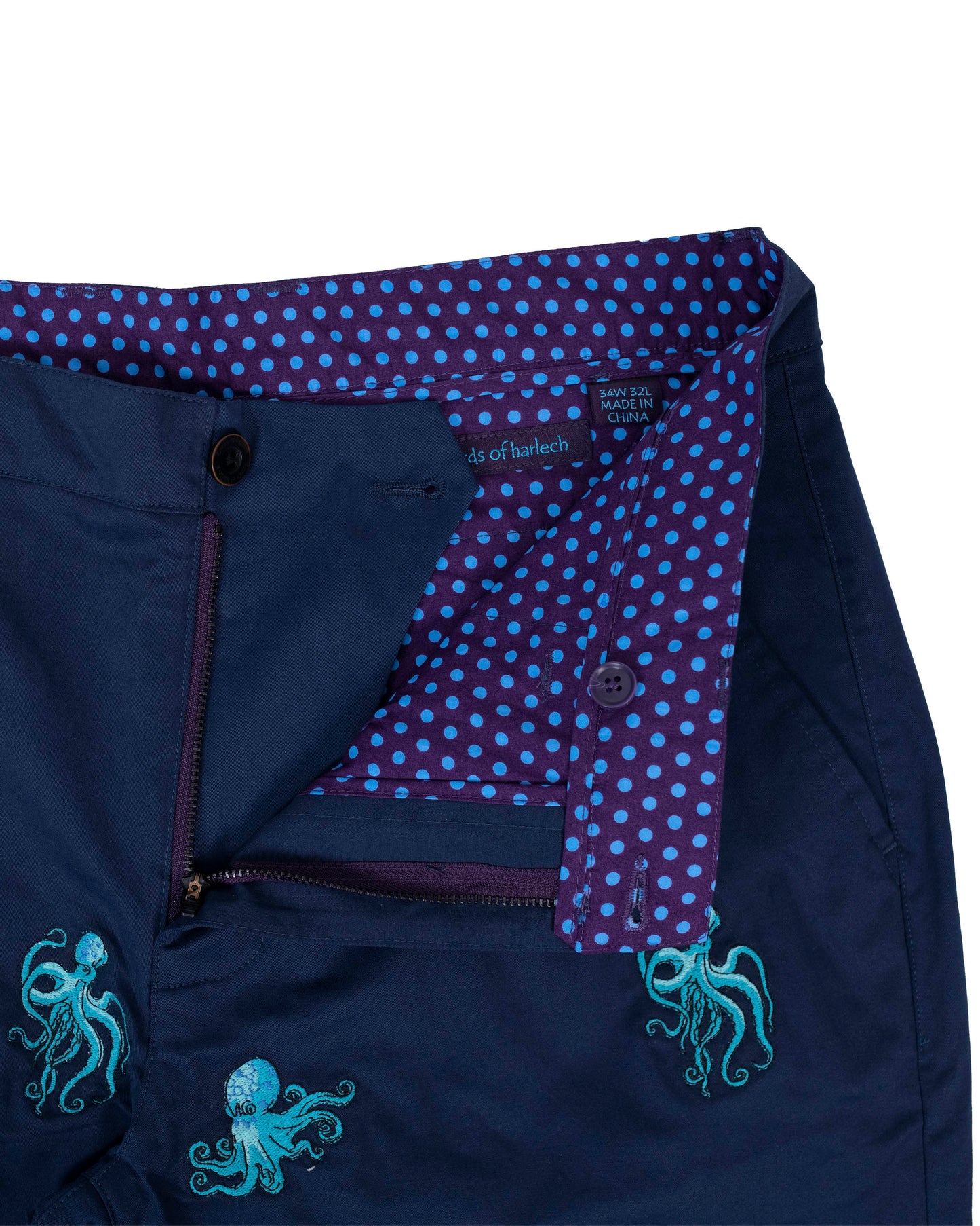 CHARLES OCTOPUS EMBROIDERY PANTS IN NAVY