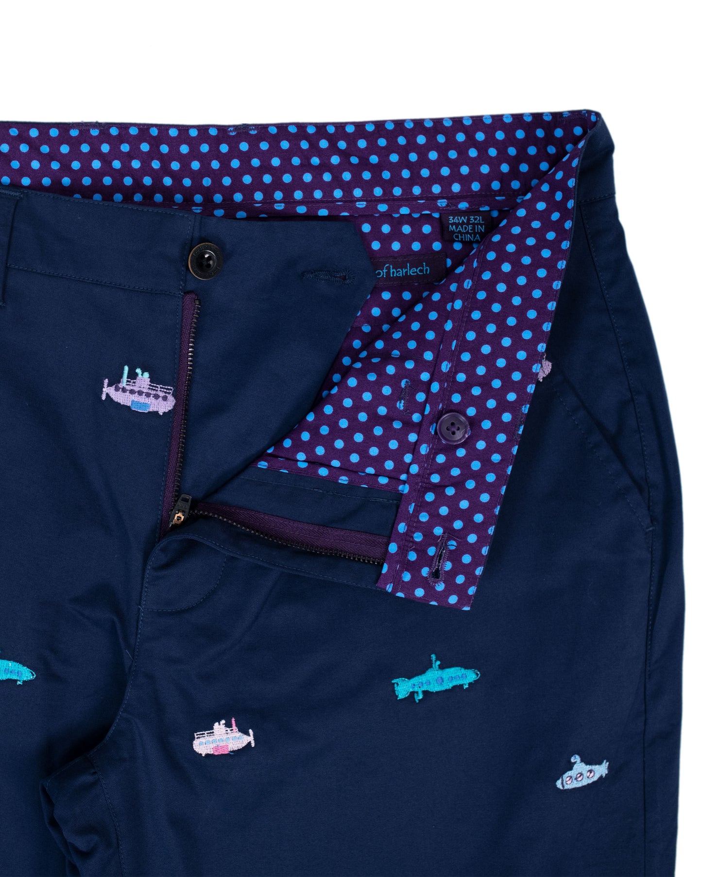CHARLES SUBS EMBROIDERY PANTS IN NAVY