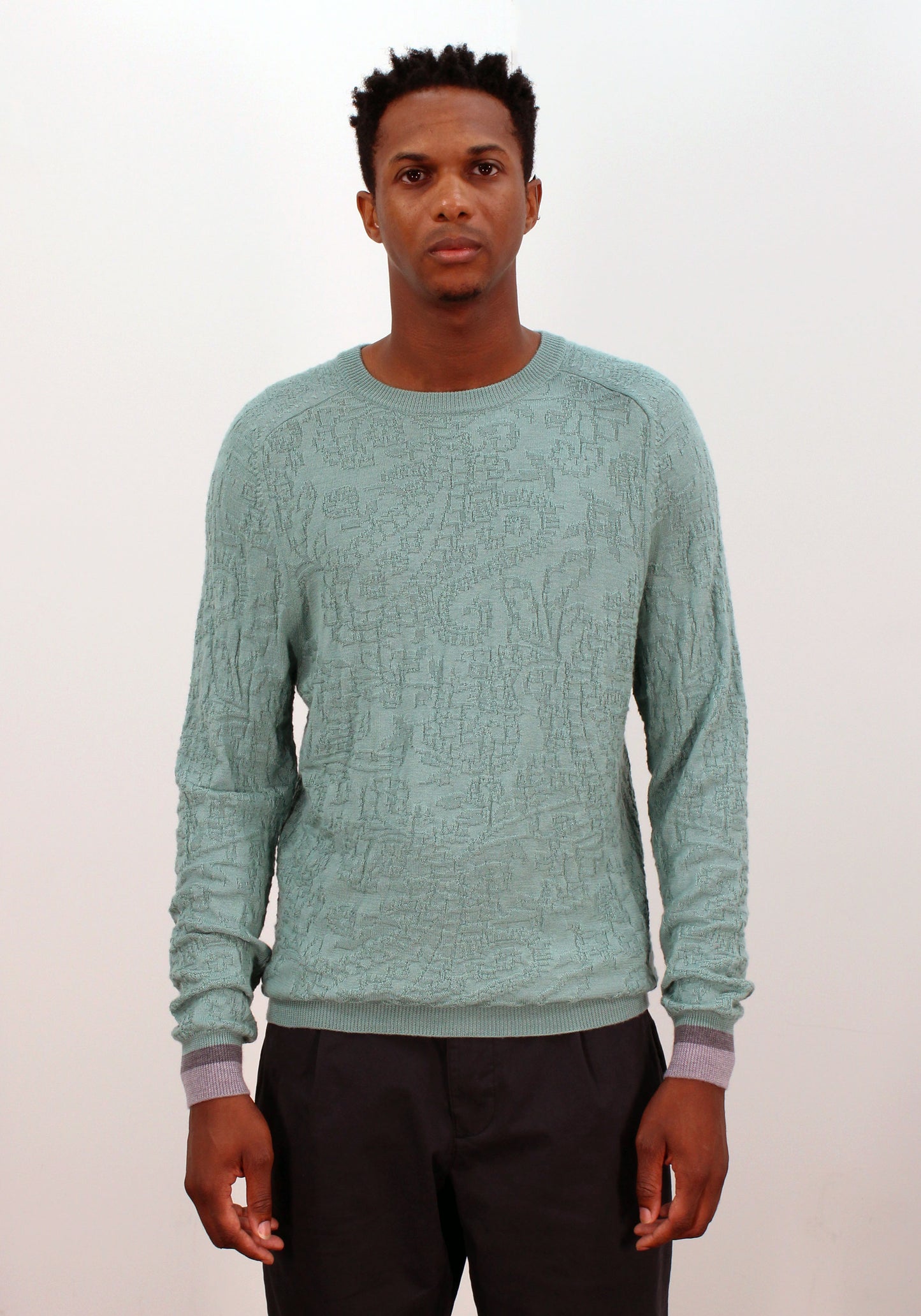 COLIN JACQUARD MERINO PAISLEY SWEATER IN MINT