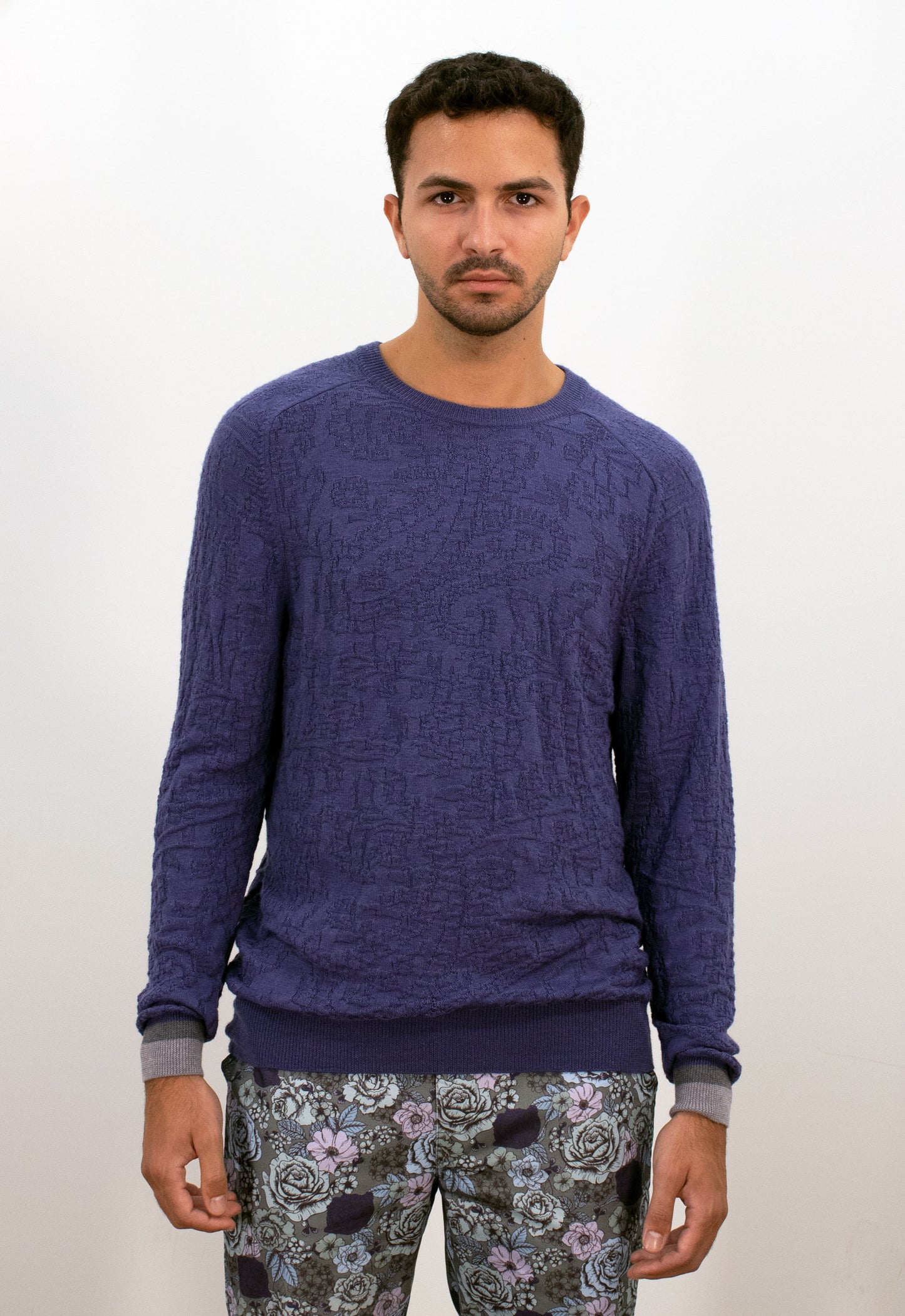 COLIN JACQUARD MERINO PAISLEY SWEATER IN SKIPPER