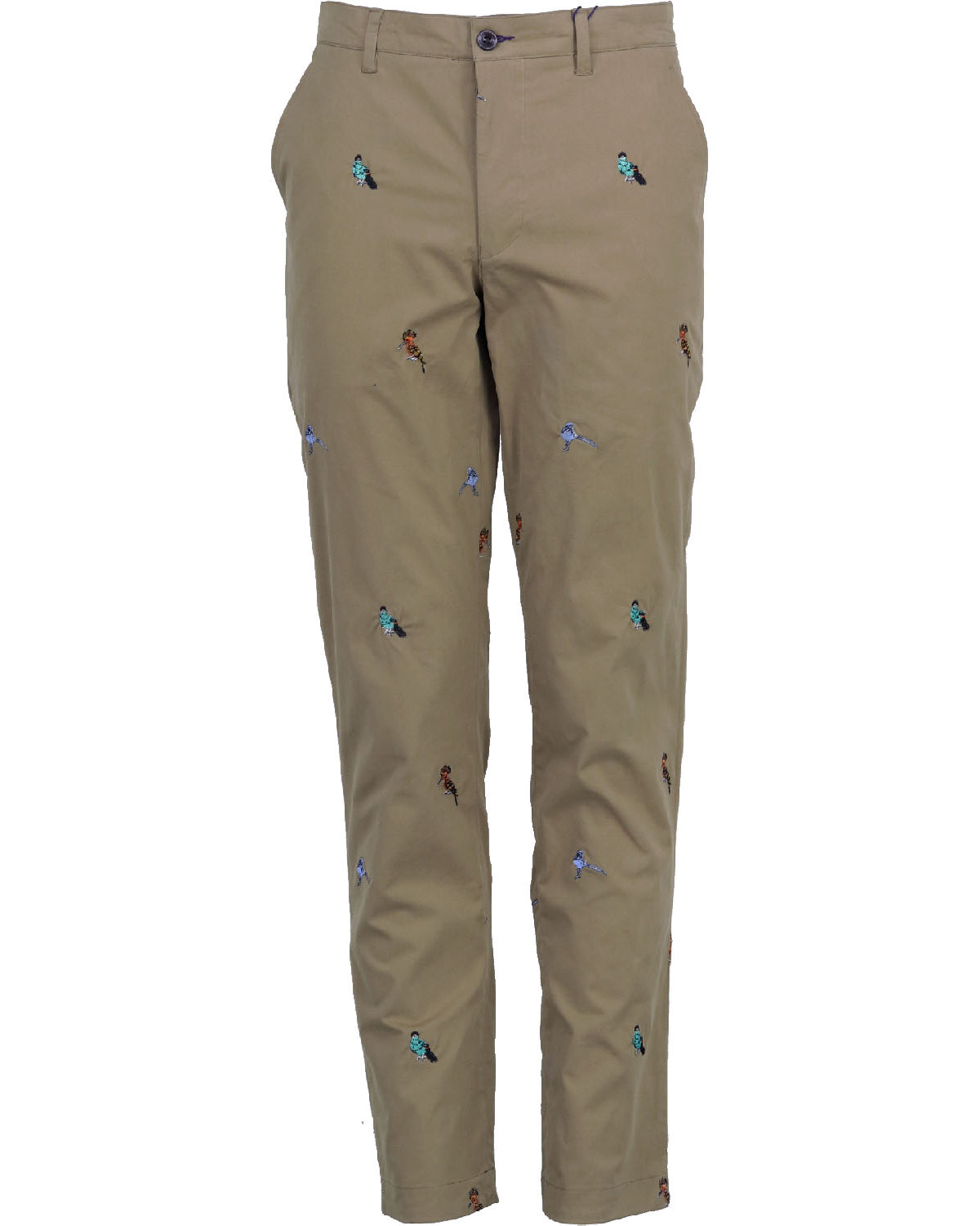 Charles Khaki Birds Embroidery Pants