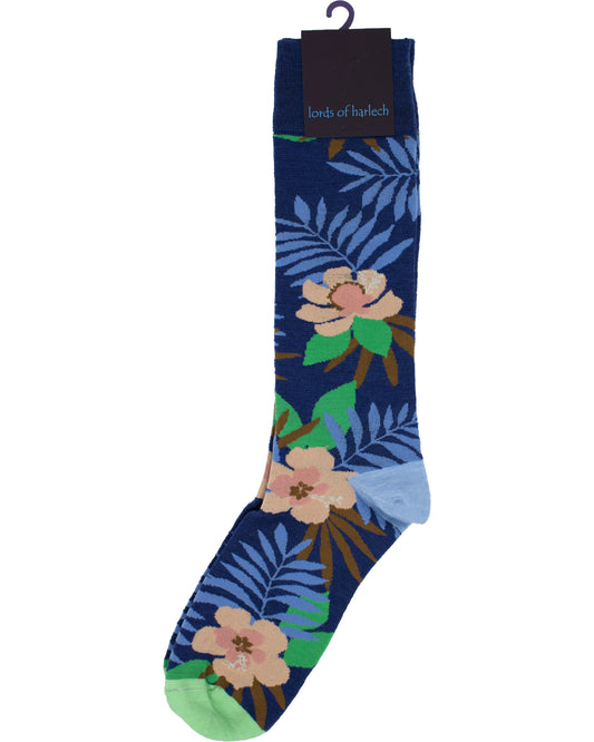 Donald Farm Floral Navy Socks