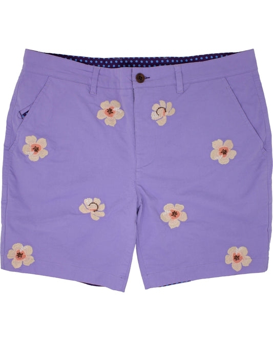 Edward Lilac Flower Embroidery Shorts