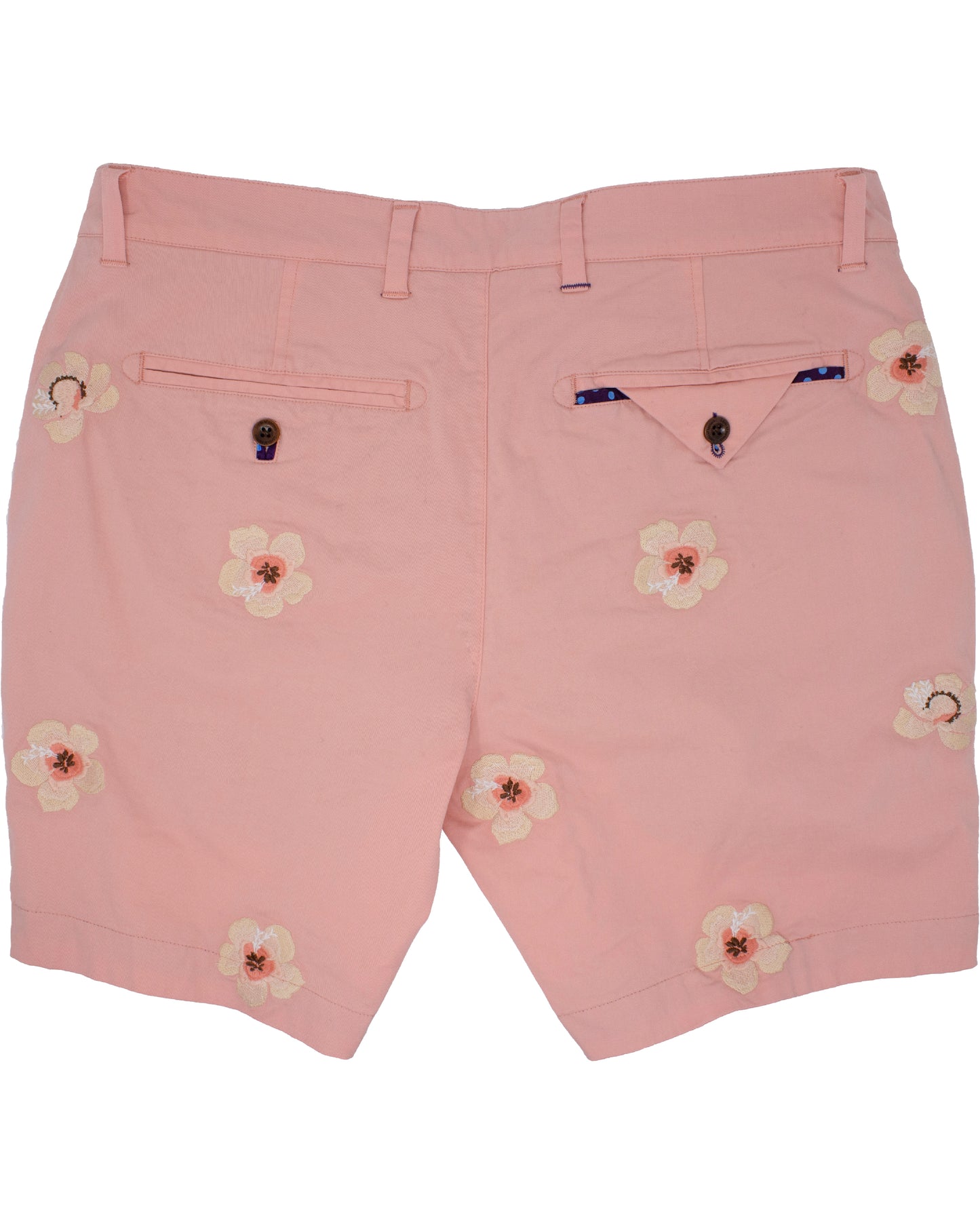 Edward Peach Flower Embroidery Shorts
