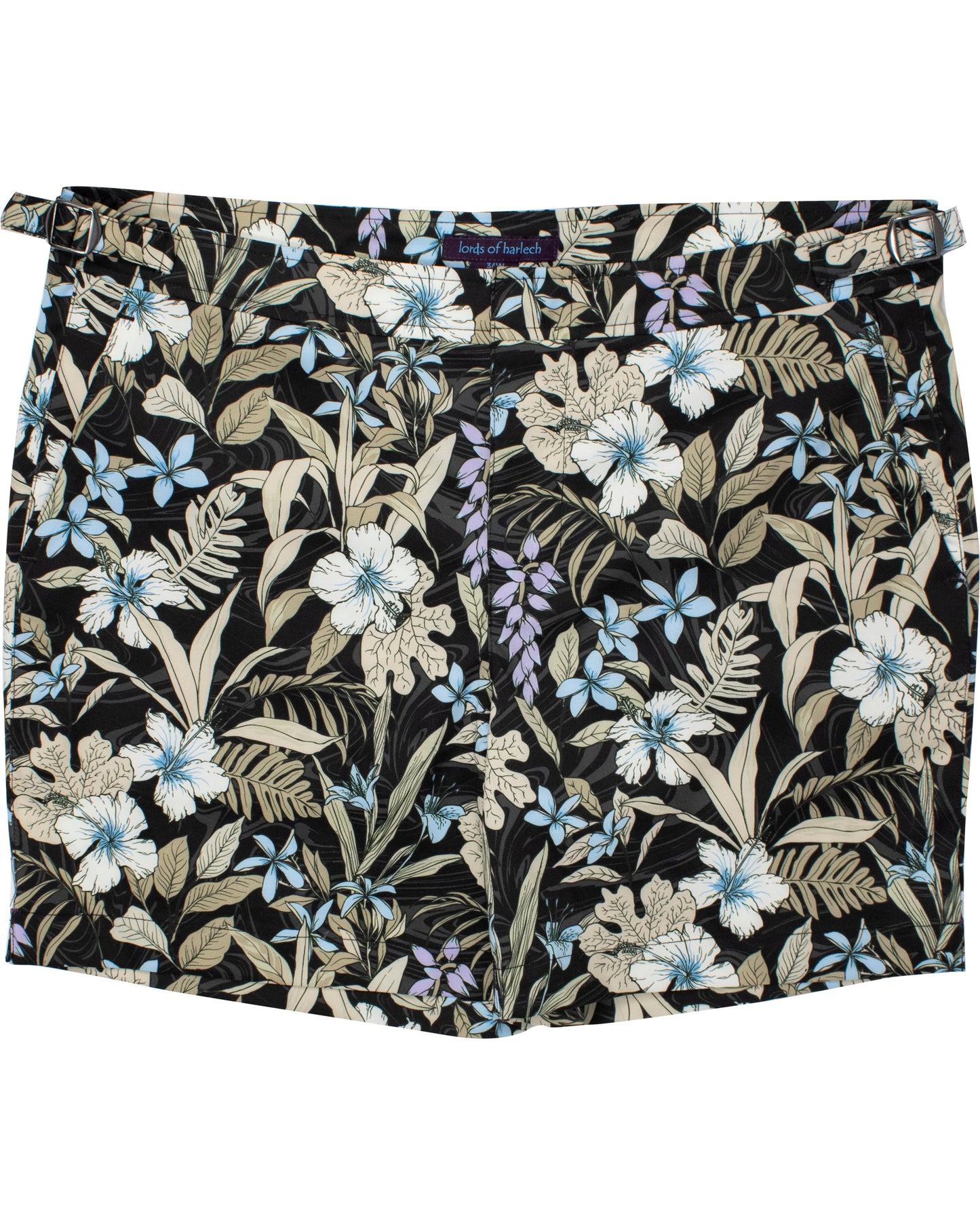 POOL SWIRL FLORAL SWIM SHORT - BLACK