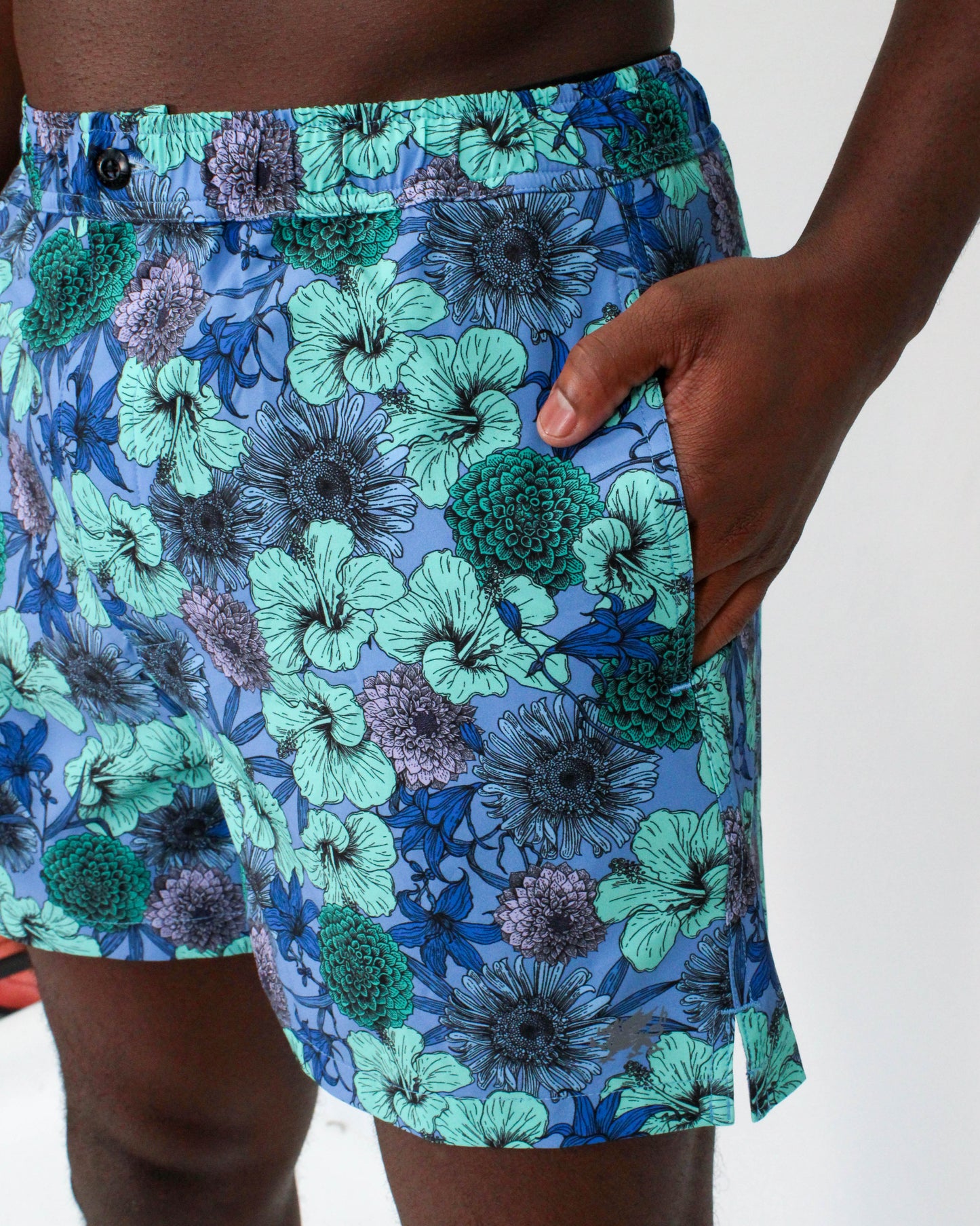 QUACK HIBISCUS GARDEN SWIM SHORT IN BLUE