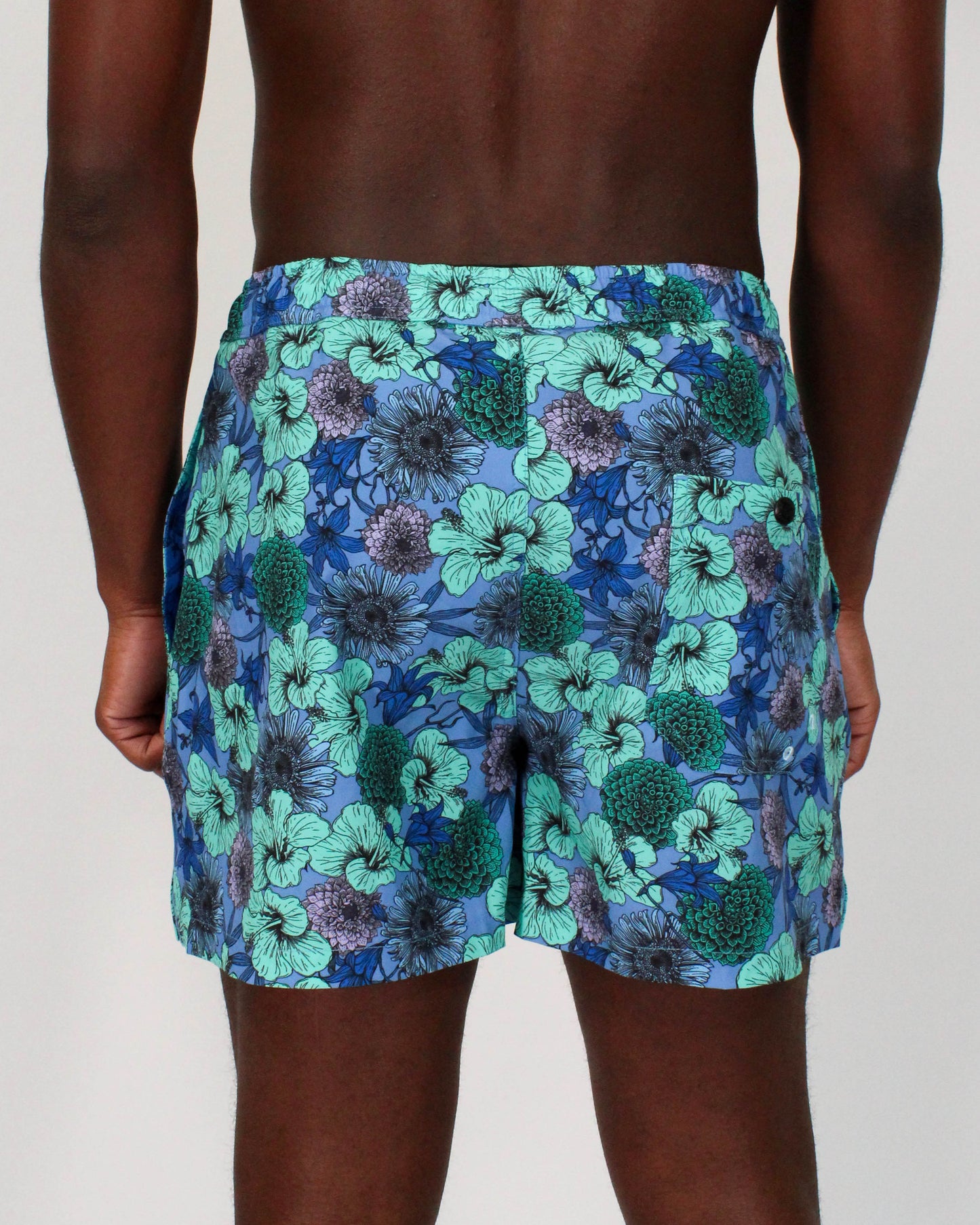 QUACK HIBISCUS GARDEN SWIM SHORT IN BLUE