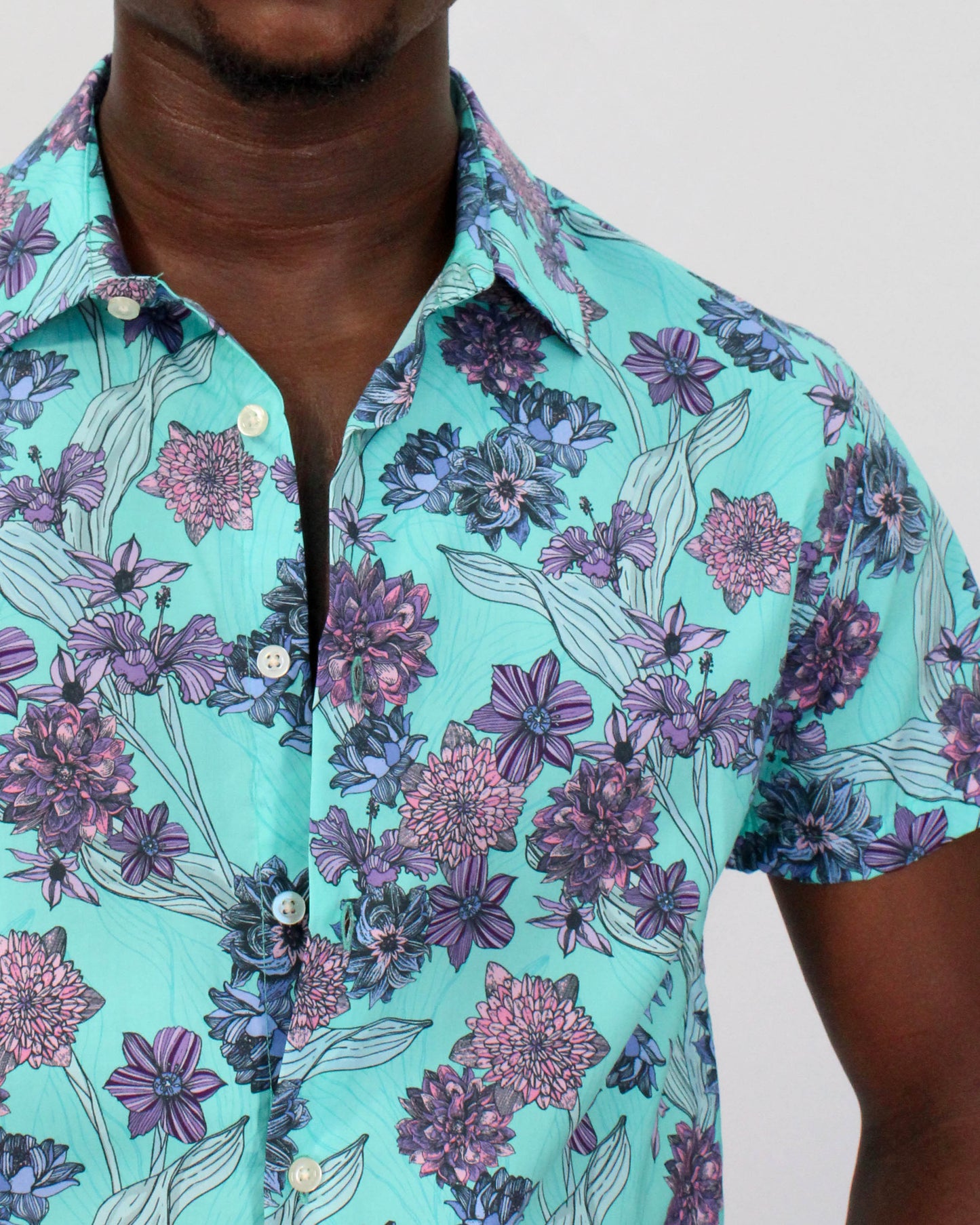 SCOTT OCEAN FLORAL SHIRT IN LAGOON