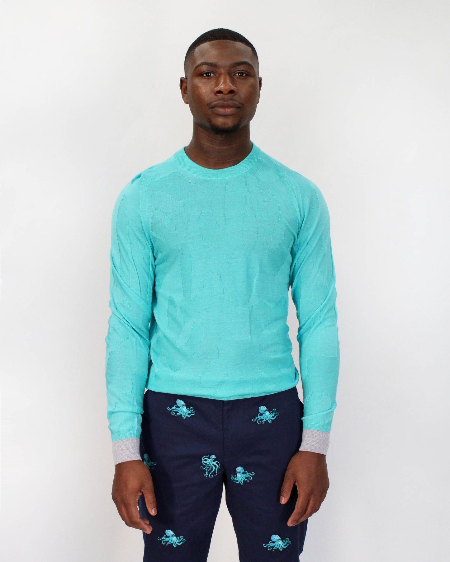 KRIS CORAL MERINO SWEATER IN LAGOON